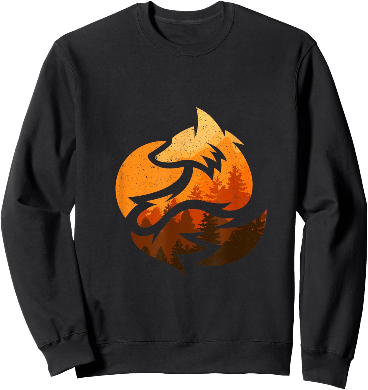 Fox Animal Design Gifts with Nature Trees Hunting Sweatshirt - Sweatshirt | Black