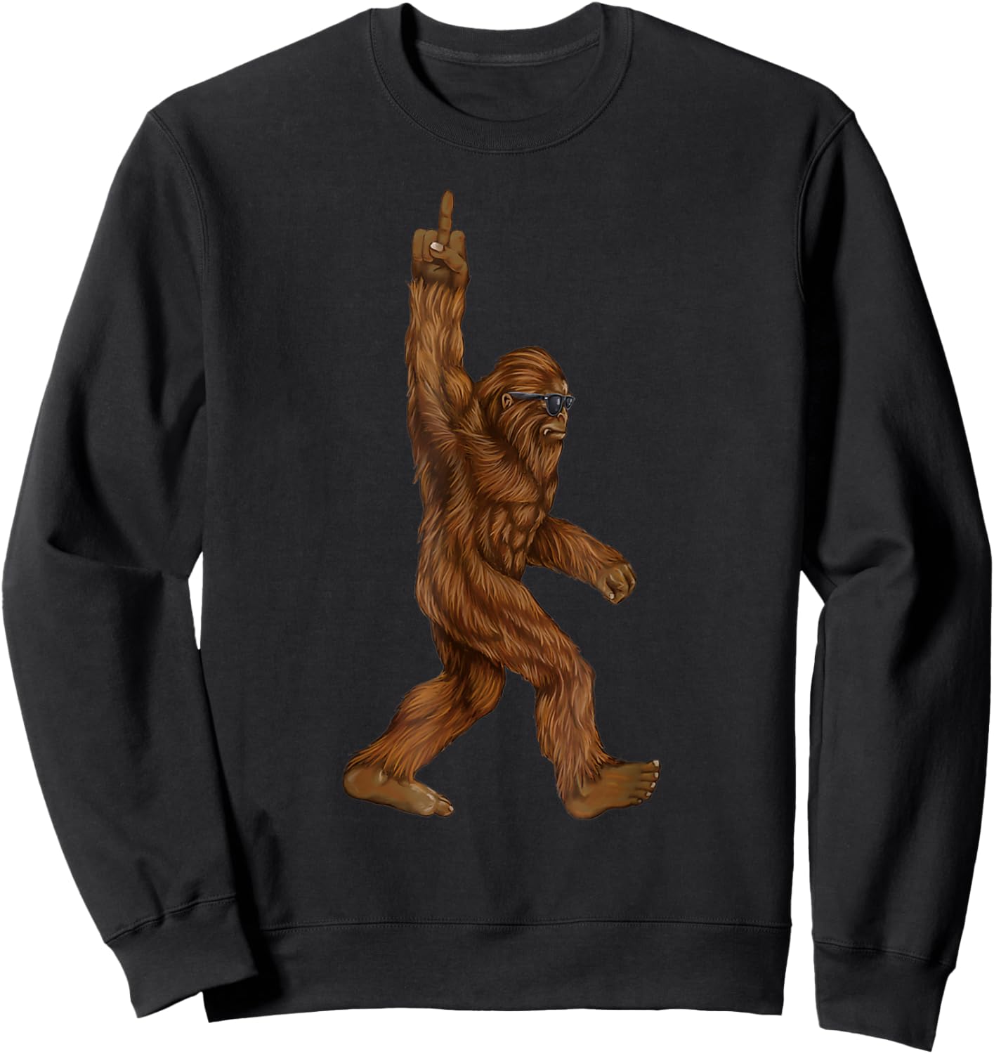 Bigfoot Middle Finger for Squatch Believers Funny Sweatshirt - Sweatshirt | Black