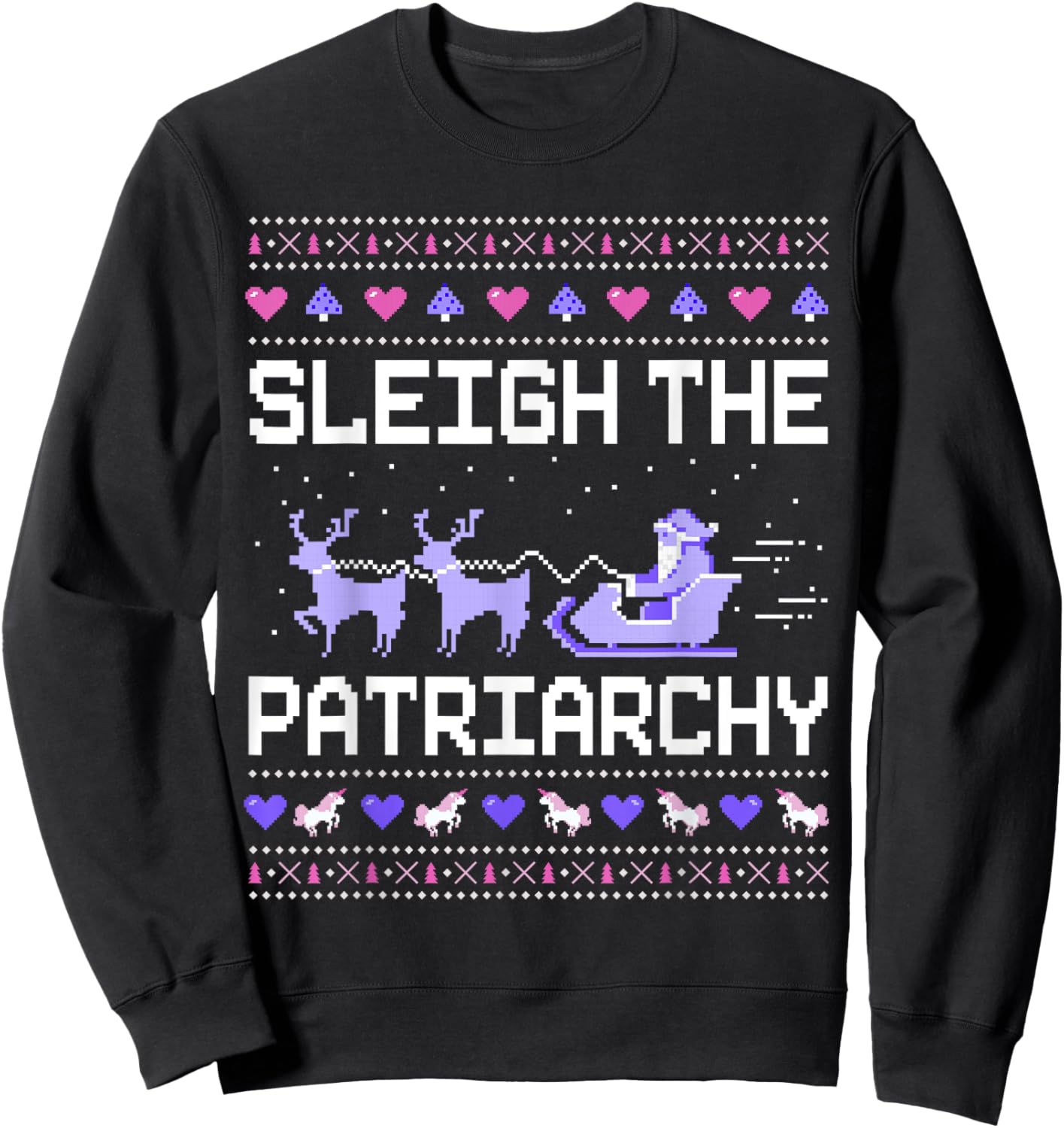The Patriarchy Feminist Feminism Ugly Christmas Sleigh Sweatshirt - Sweatshirt | Black