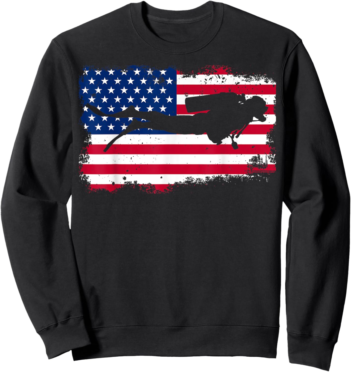USA Scuba Diving USA Flag scuba diver Women Men Sweatshirt - Sweatshirt | Black