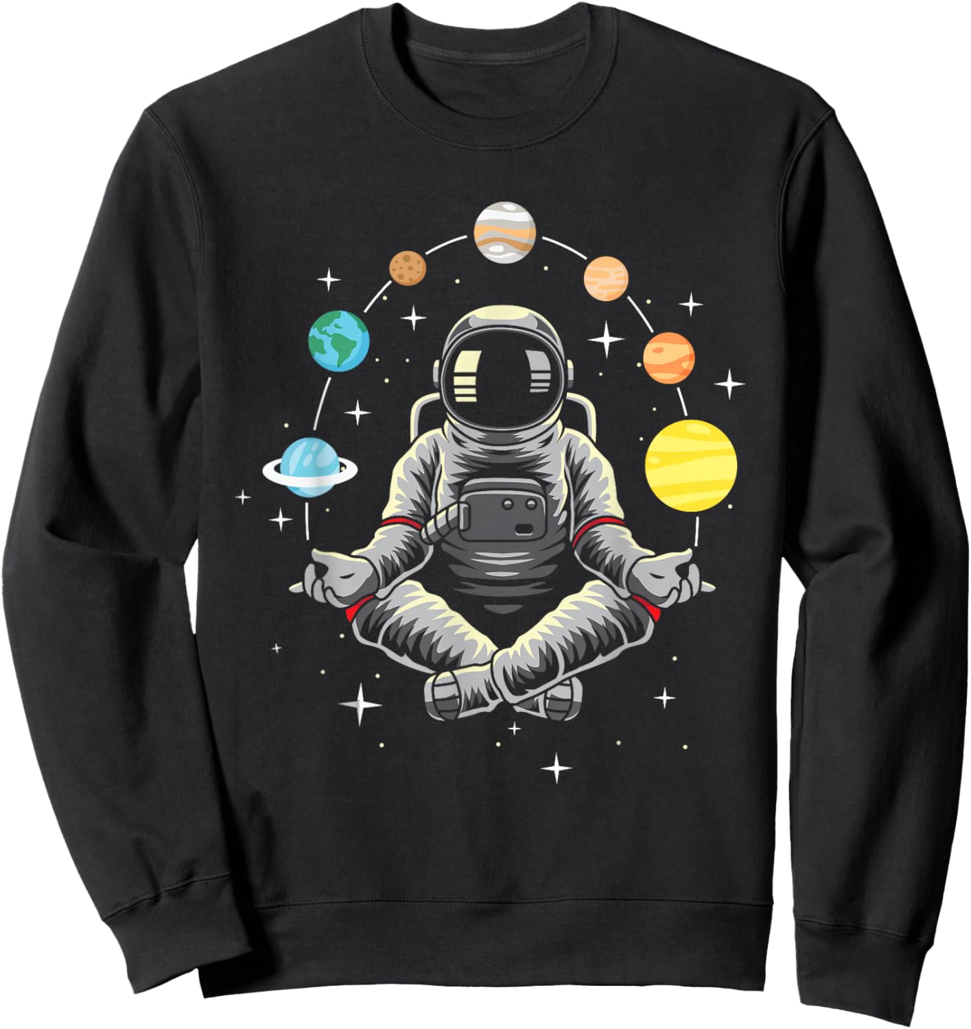 Meditating Astronaut - Galaxy Spaceman Astronomer Cosmos Sweatshirt - Sweatshirt | Black