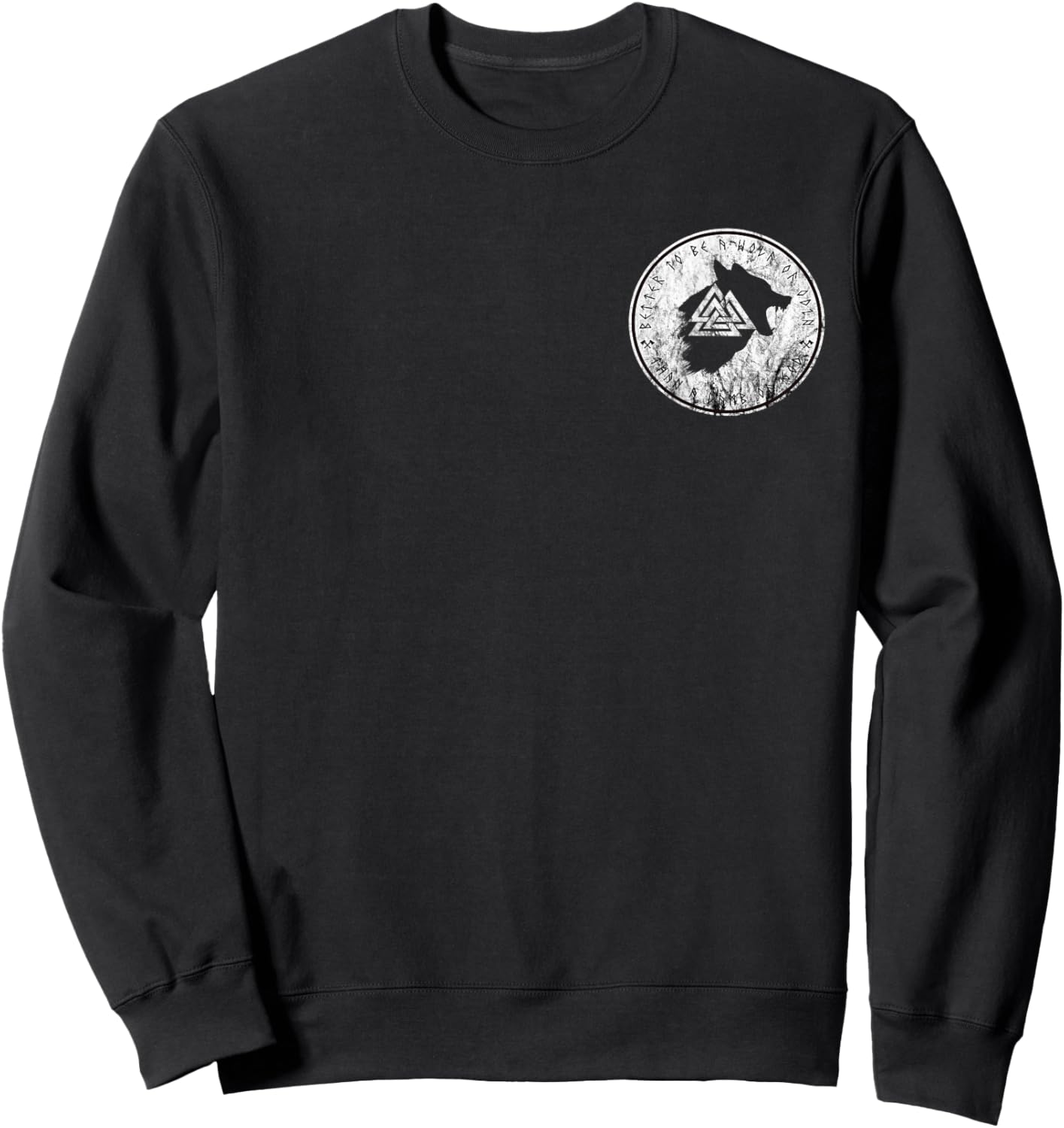 Viking Rune Compass Vegvisir Symbol Valhalla Fenrir Wolf Sweatshirt - Sweatshirt | Black