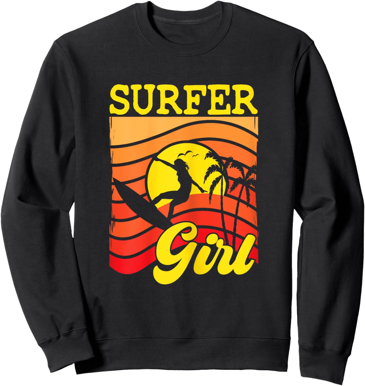 Surfer Girl Surfboarding Surf Lover Surfboard Sweatshirt - Sweatshirt | Black