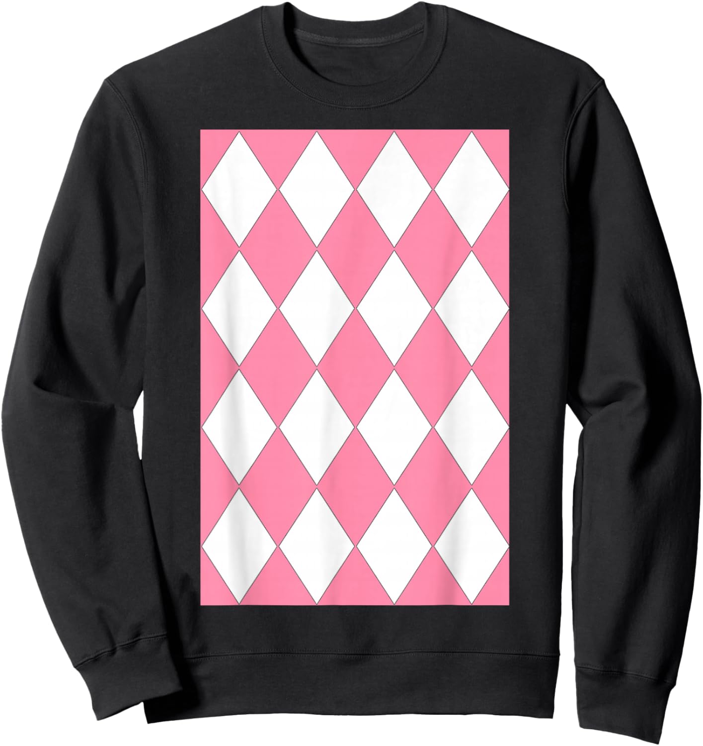 Geometric Large Harlequin Pattern Baker Miller Pink White Sweatshirt - Sweatshirt | Black