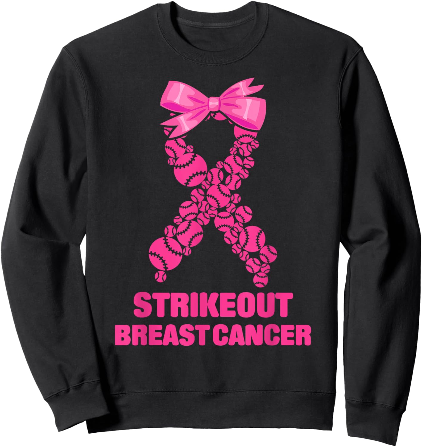 Strike Out Breast Cancer Awareness Softball Fighters Sweatshirt - Sweatshirt | Black
