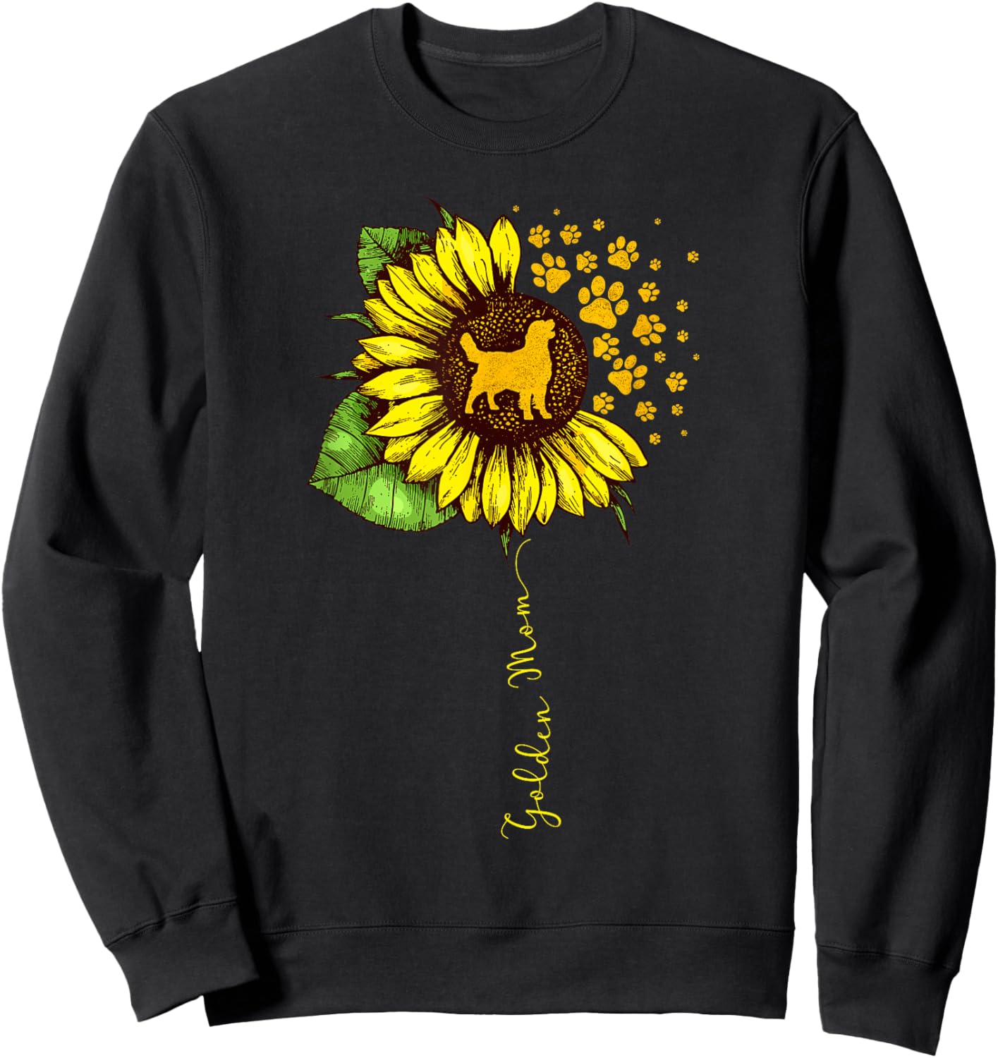 Funny Golden Mom Sunflower Mother's Day Golden Retriever Dog Sweatshirt - Sweatshirt | Black