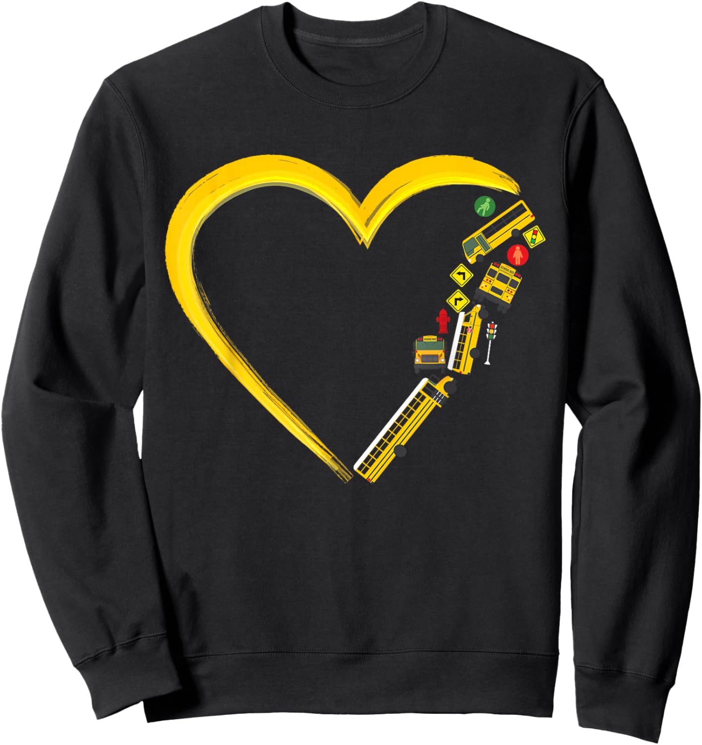 School Bus Driver Heart Sweatshirt - Sweatshirt | Black