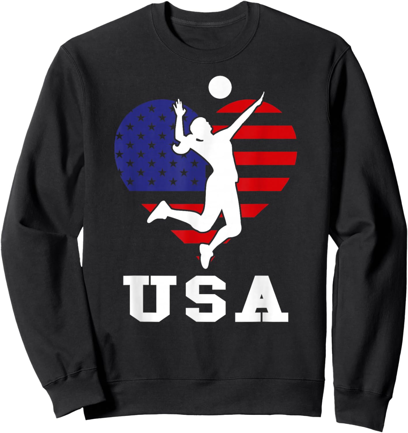 USA Flag Volleyball Support USA Team Volleyball Sweatshirt - Sweatshirt | Black