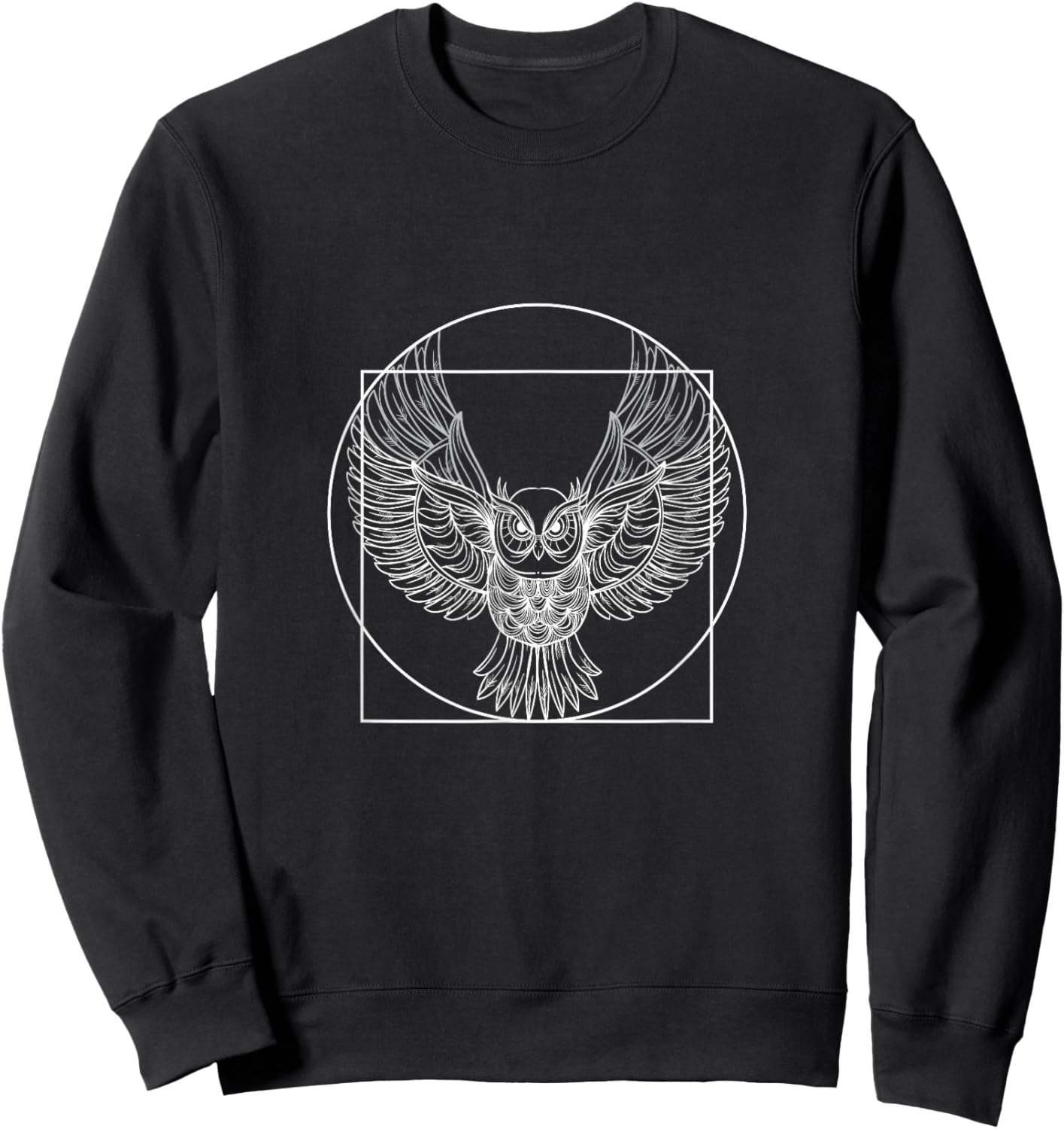 Owl Drawings Vitruvian man in a circle Sweatshirt - Sweatshirt | Black