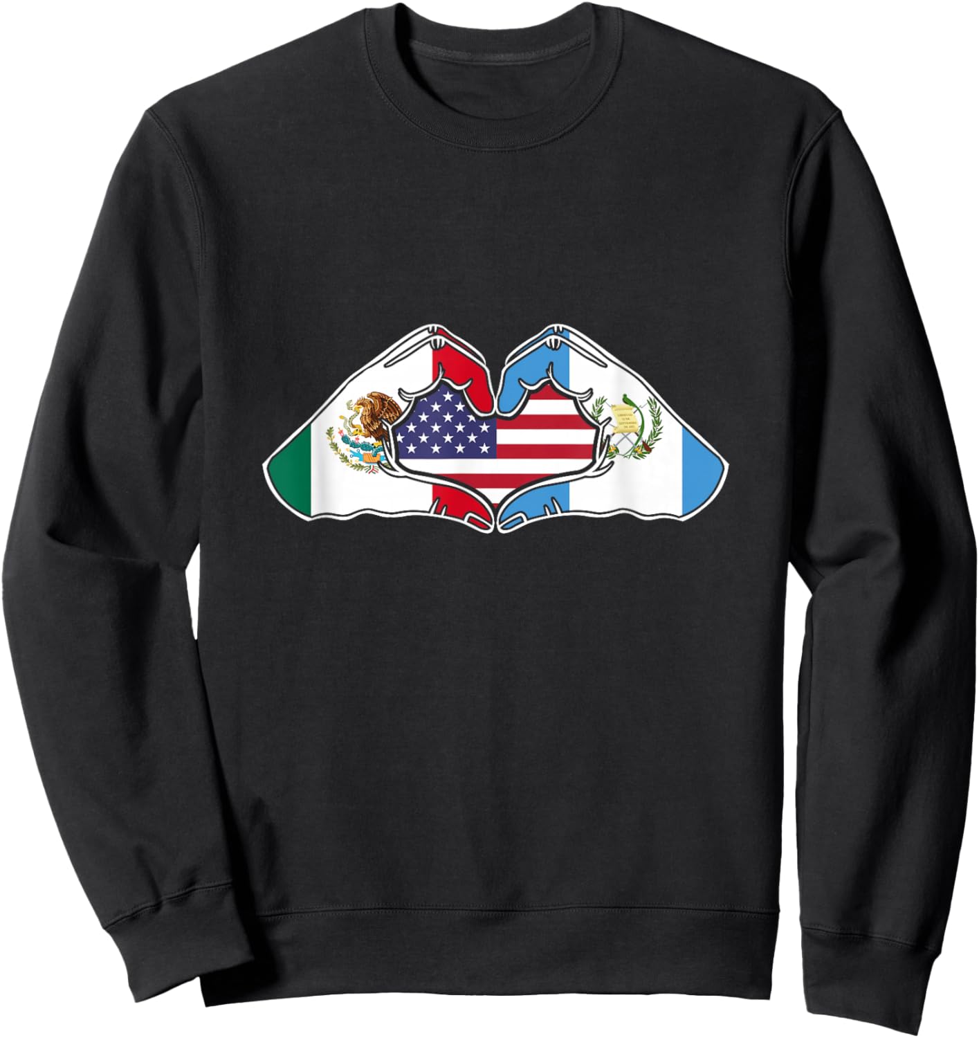 Heart hands Mexico, Guatemala and the USA. Sweatshirt - Sweatshirt | Black