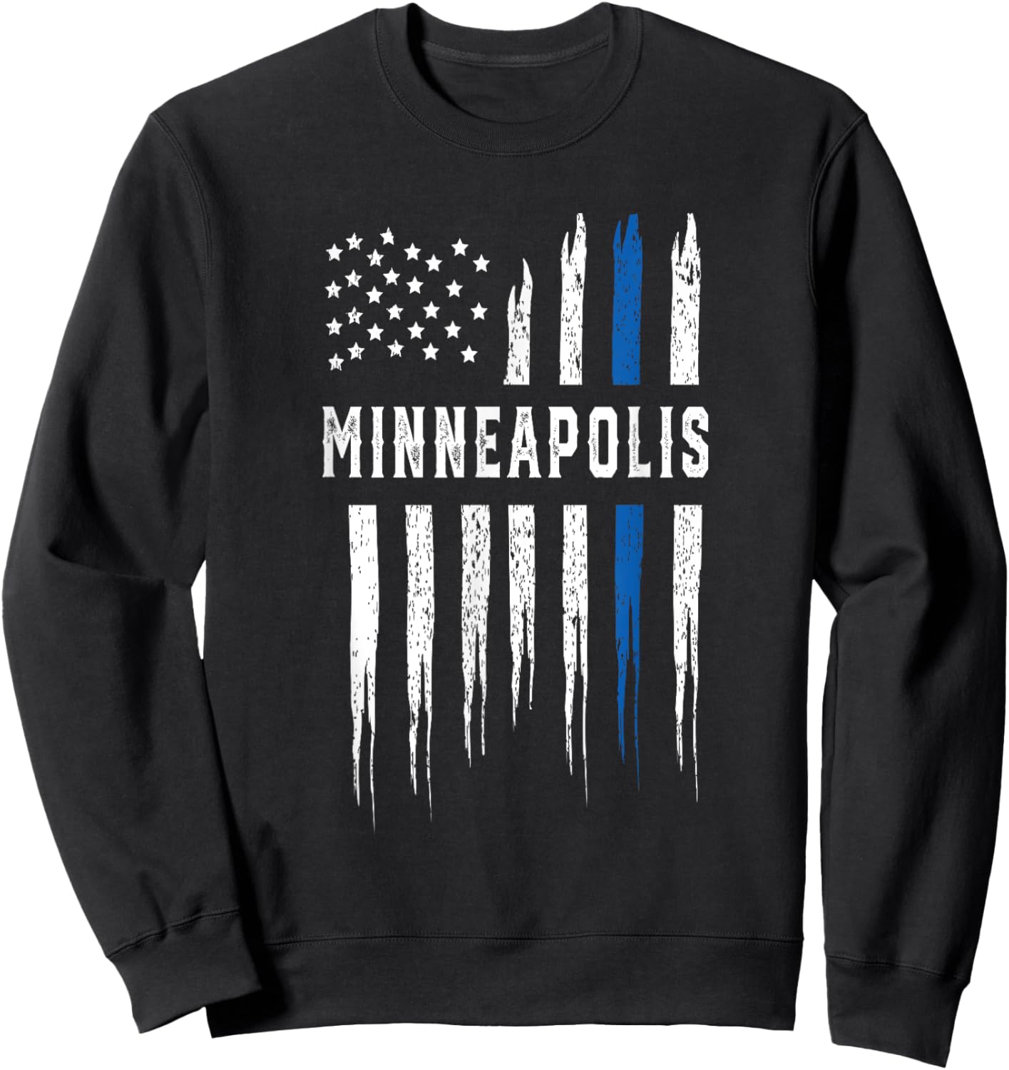 Thin Blue Line Heart Minneapolis Police Officer Minnesota Sweatshirt - Sweatshirt | Black