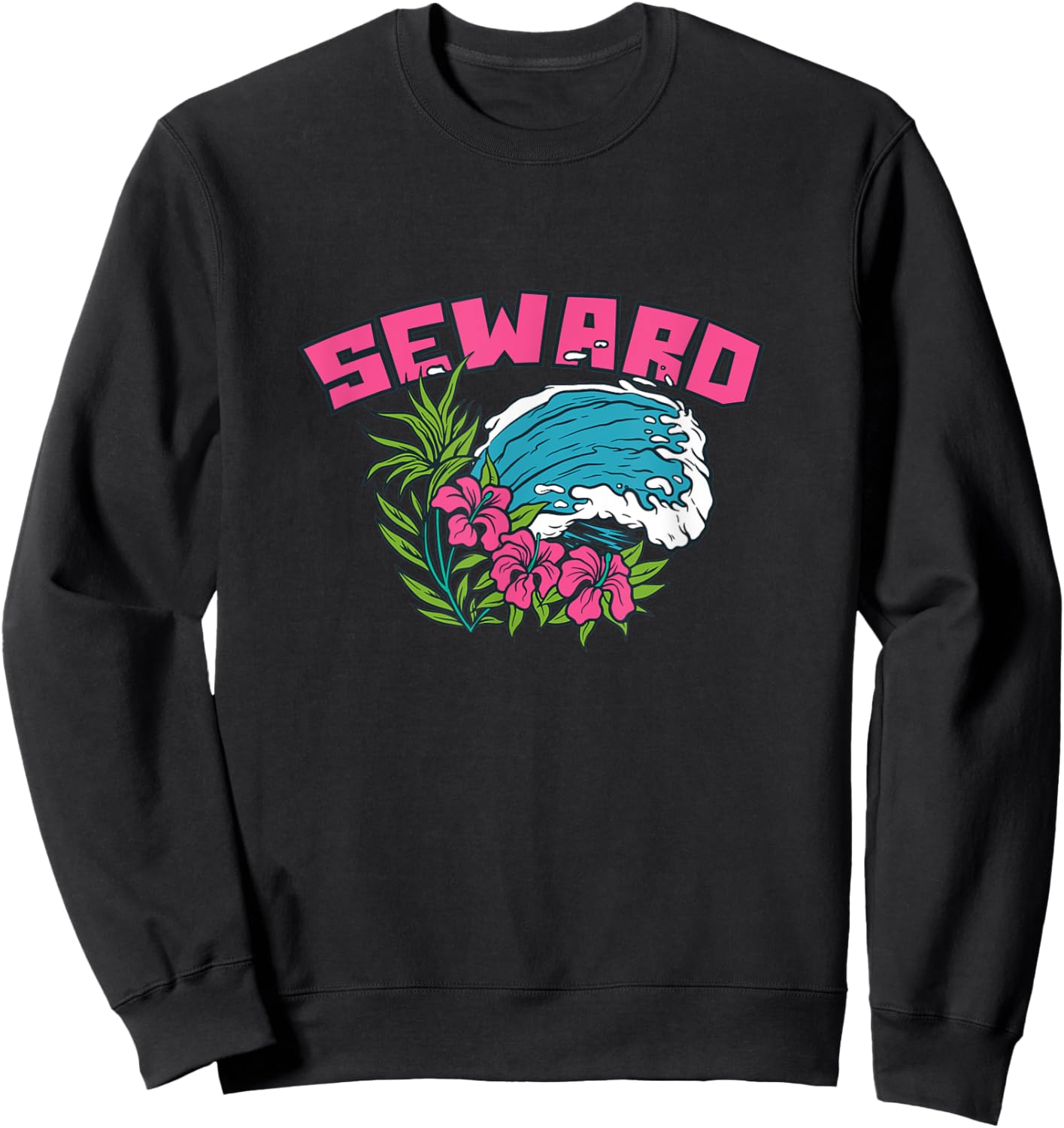 Seward Alaska Summer AK Tropical Sweatshirt - Sweatshirt | Black