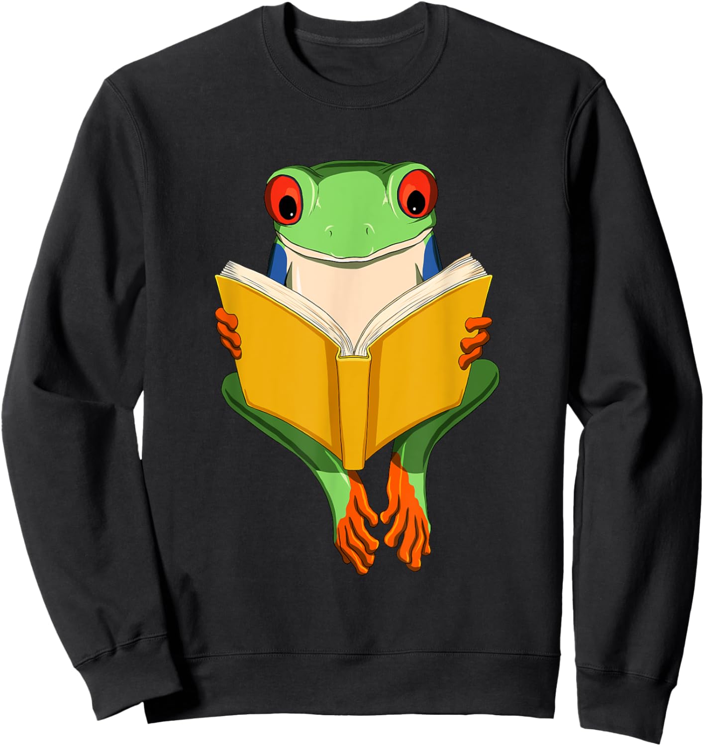 Funny Red Eyed Tree Frog Read Book Sweatshirt - Sweatshirt | Black
