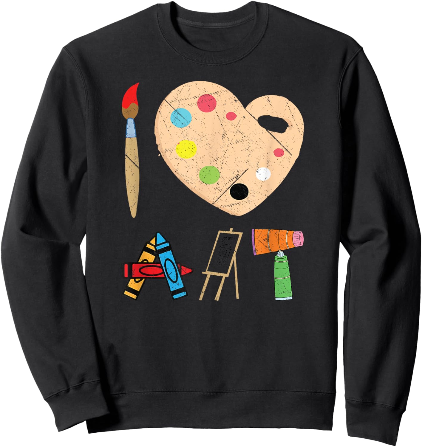 Funny Cool I Love Art Fun Colorful Future Artist And Craft Sweatshirt - Sweatshirt | Black