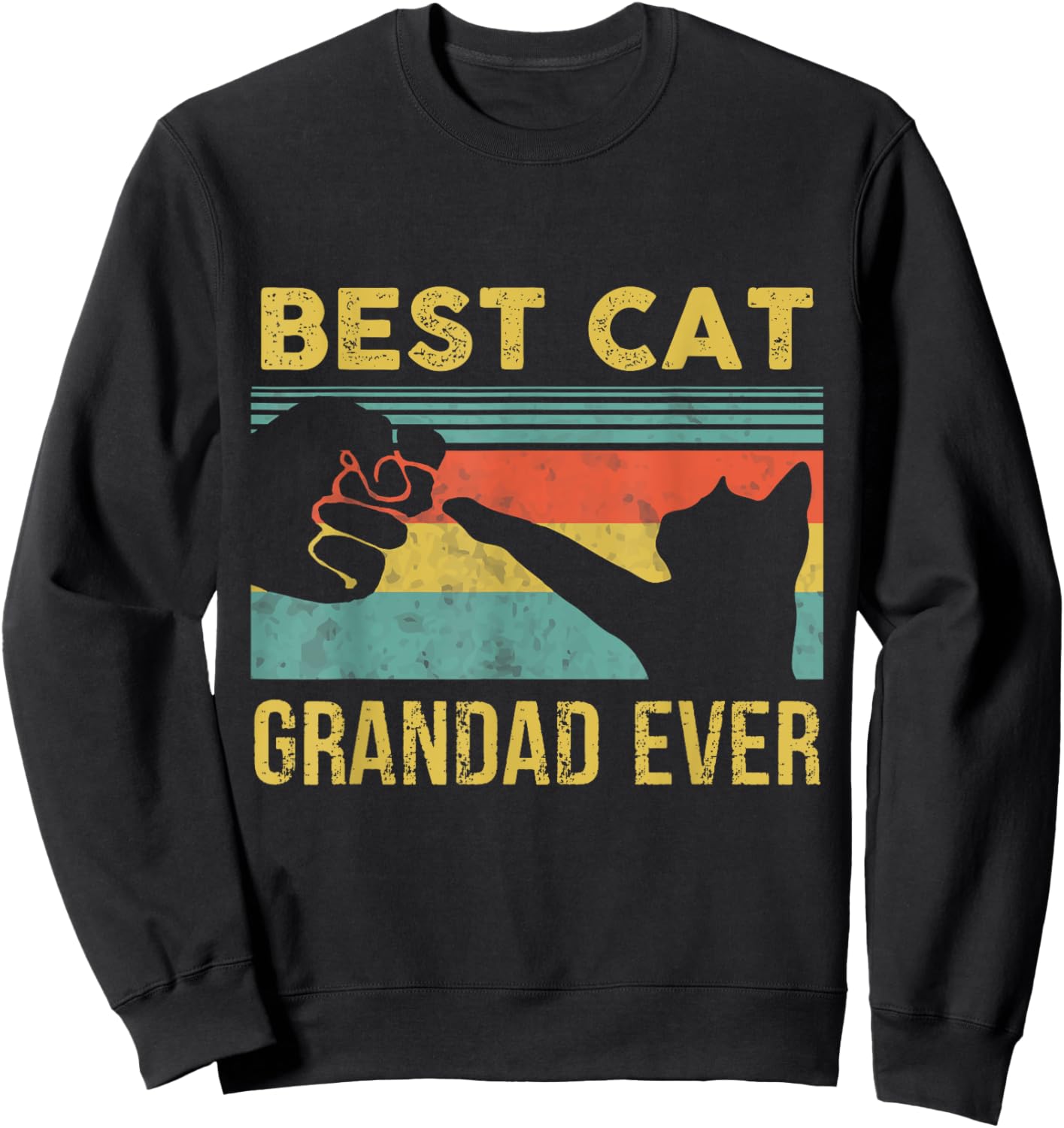 Best Cat Grandad Ever Vintage Cats Happy Father's Day Sweatshirt - Sweatshirt | Black