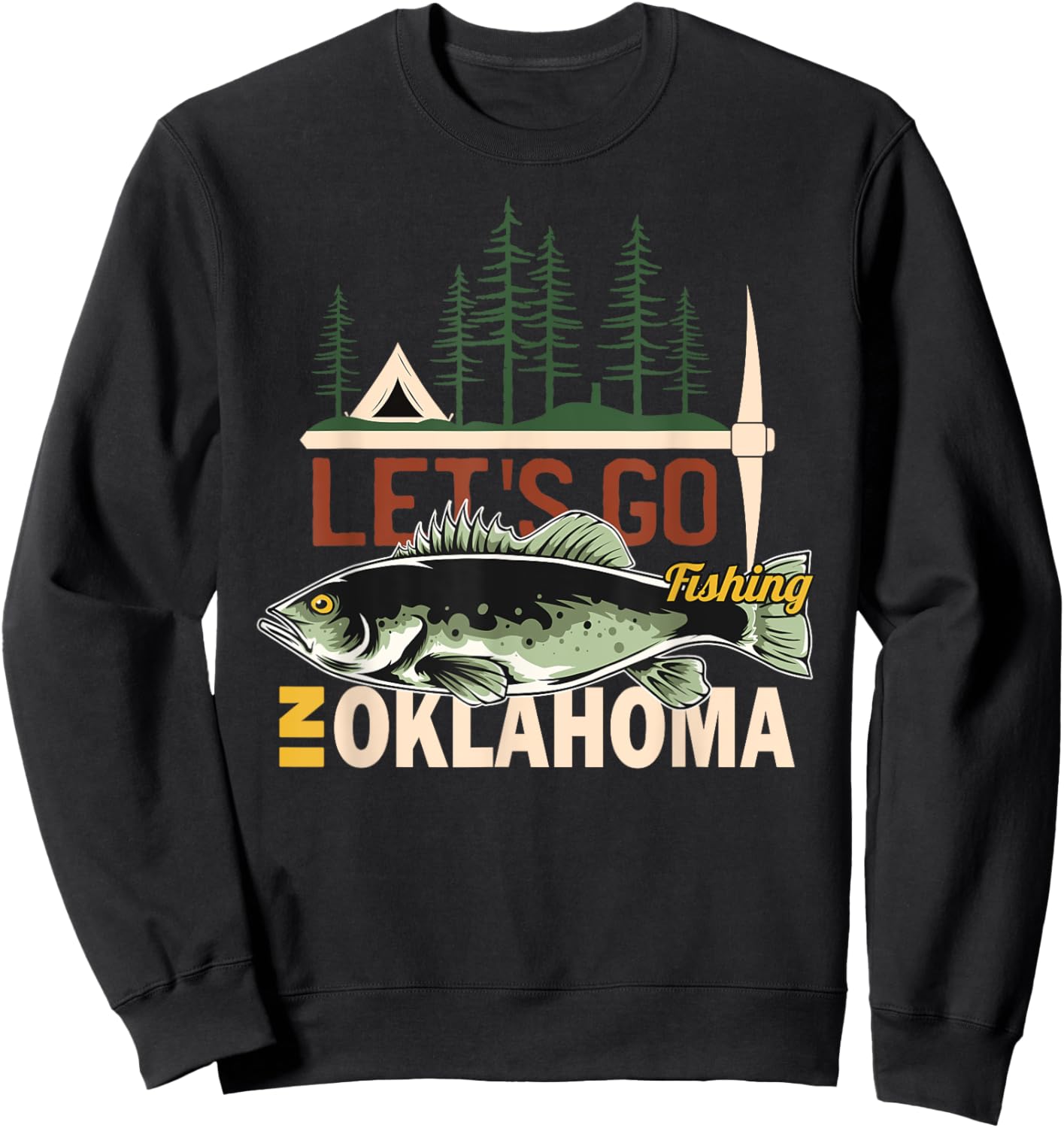 Camping Fishing in Oklahoma - Nature Oklahoma Fishing Sweatshirt - Sweatshirt | Black