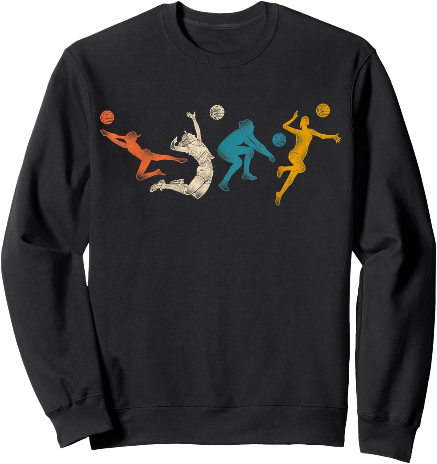 Volleyball Player Team Retro Vintage Sweatshirt - Sweatshirt | Black