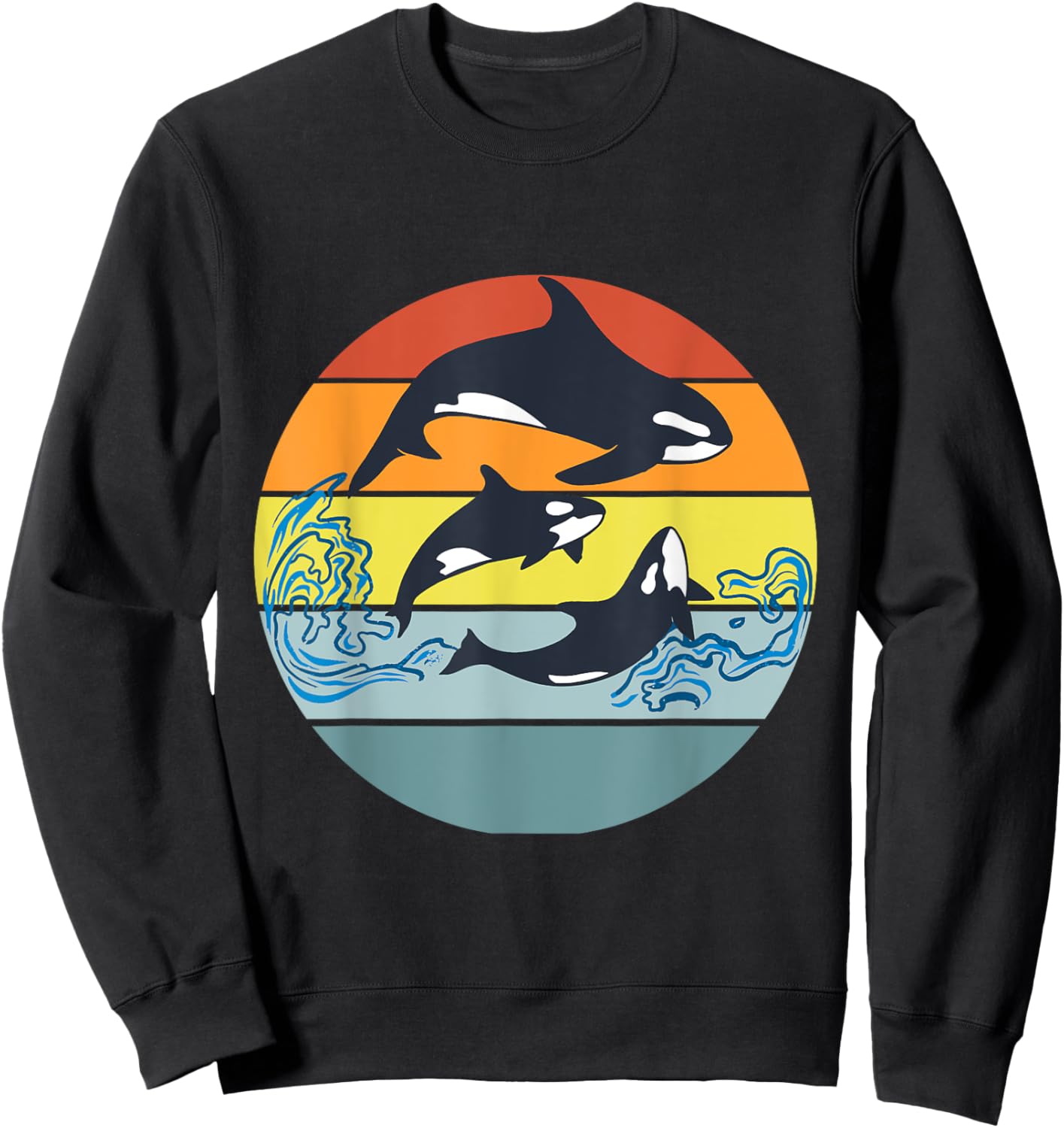 Orca Killer Whale, Vintage Retro Whale Family Sweatshirt - Sweatshirt | Black