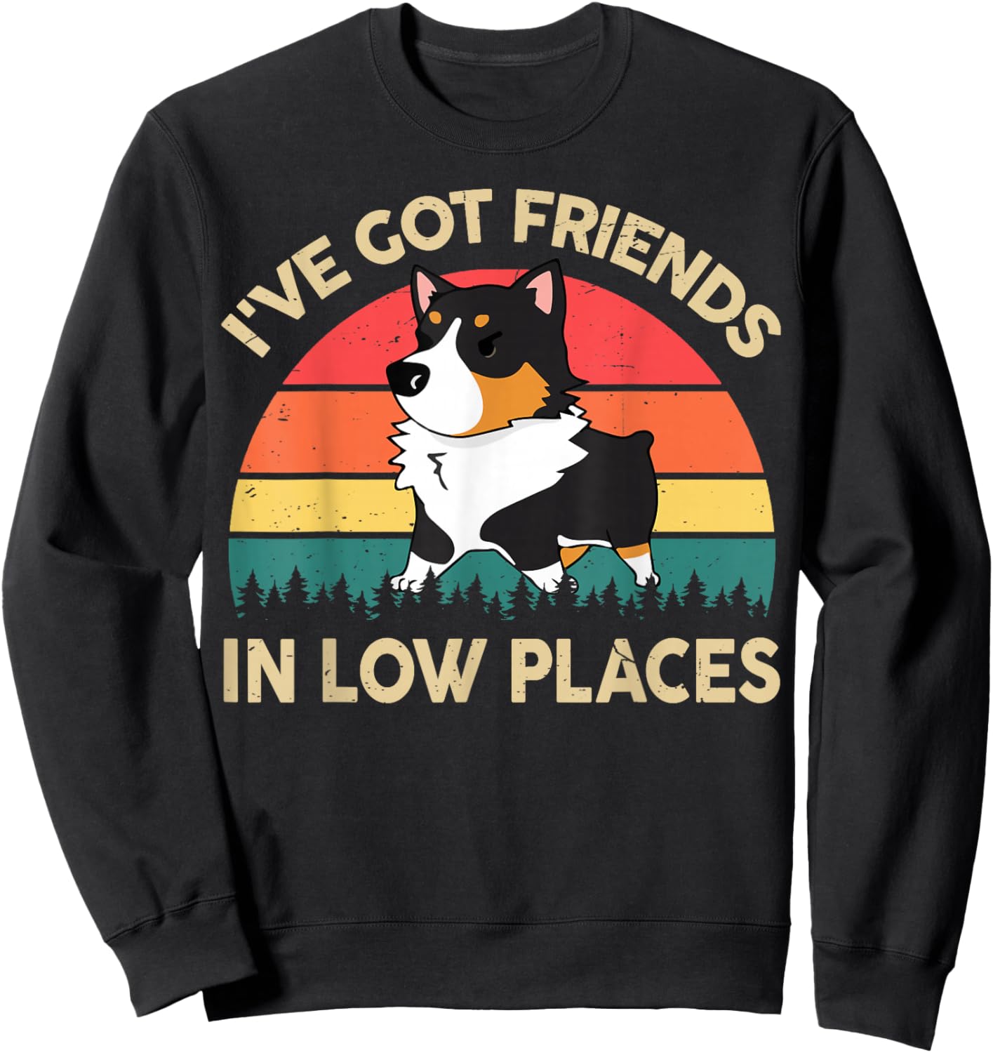 I Got Friends in Low Place Corgi Lover Gift Men Women Funny Sweatshirt - Sweatshirt | Black