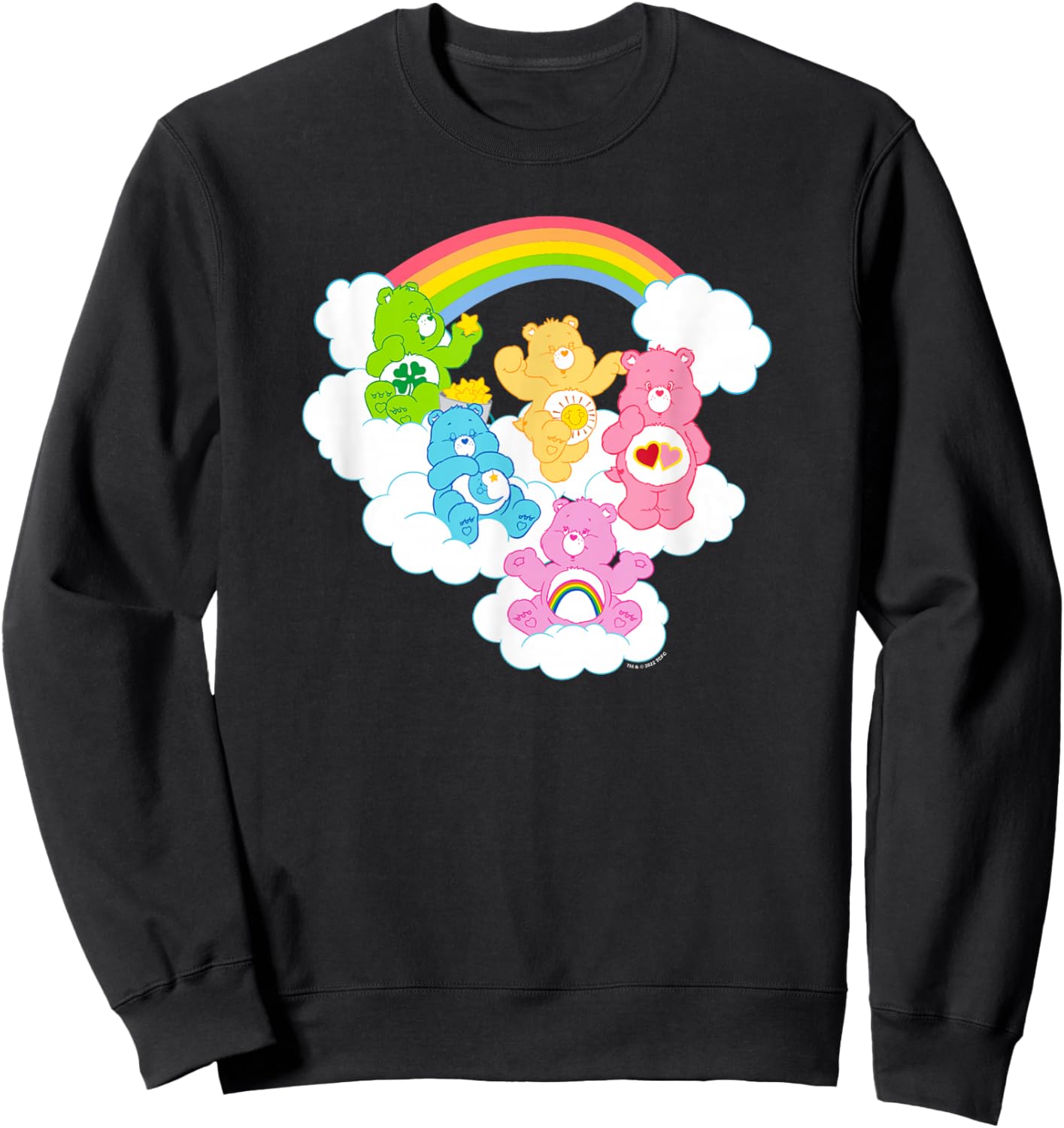 Care Bears Cheer Funshine & Bedtime Cloudy Rainbow Group Sweatshirt - Sweatshirt | Black
