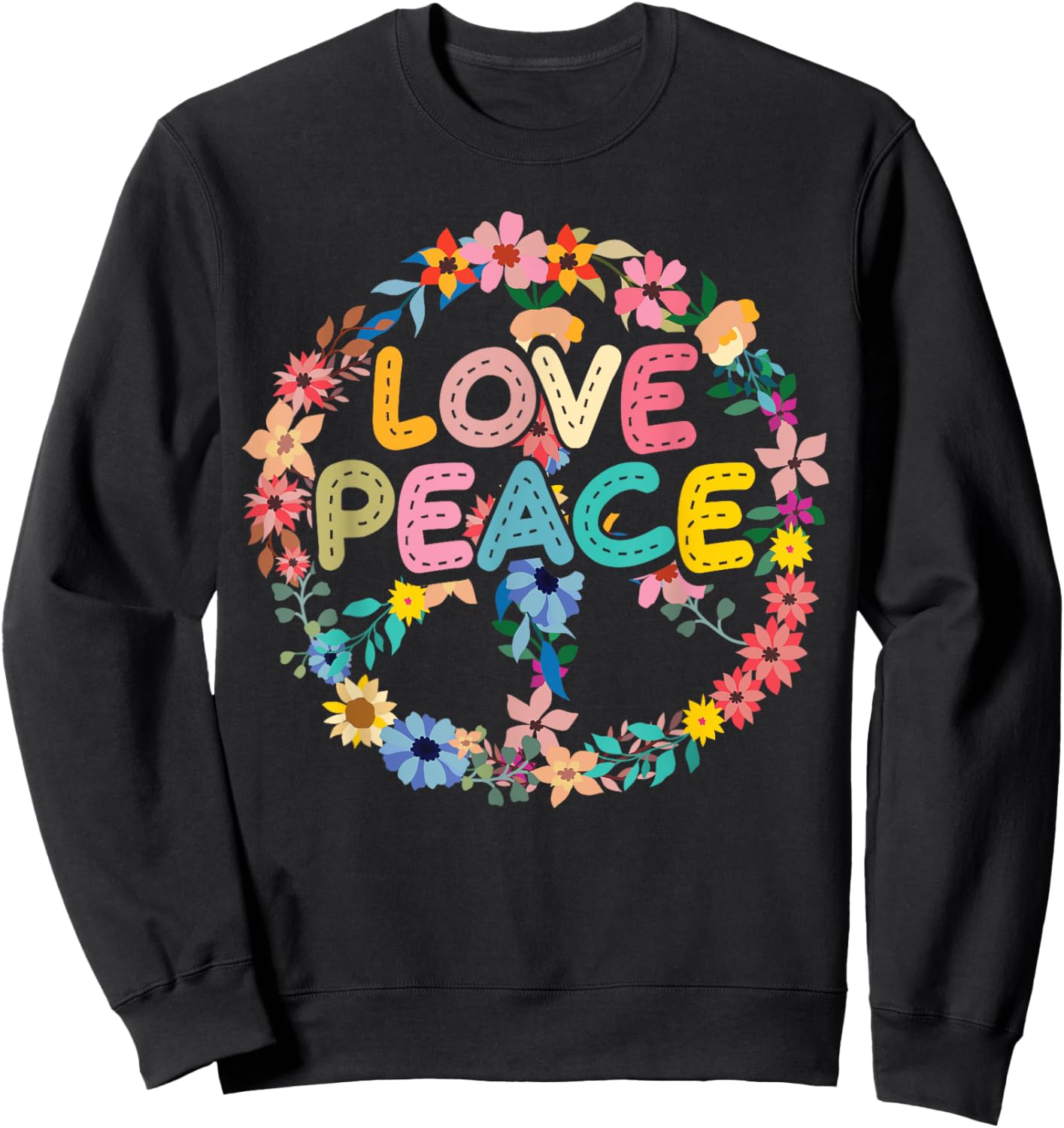 Peace hand tie dye sign of freedom hippie flower child Sweatshirt - Sweatshirt | Black