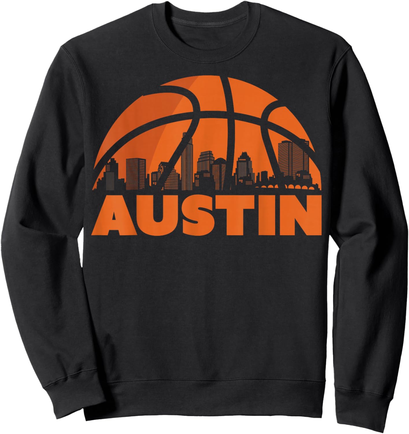 Austin City Skyline Texas Basketball Fan Jersey Sweatshirt - Sweatshirt | Black