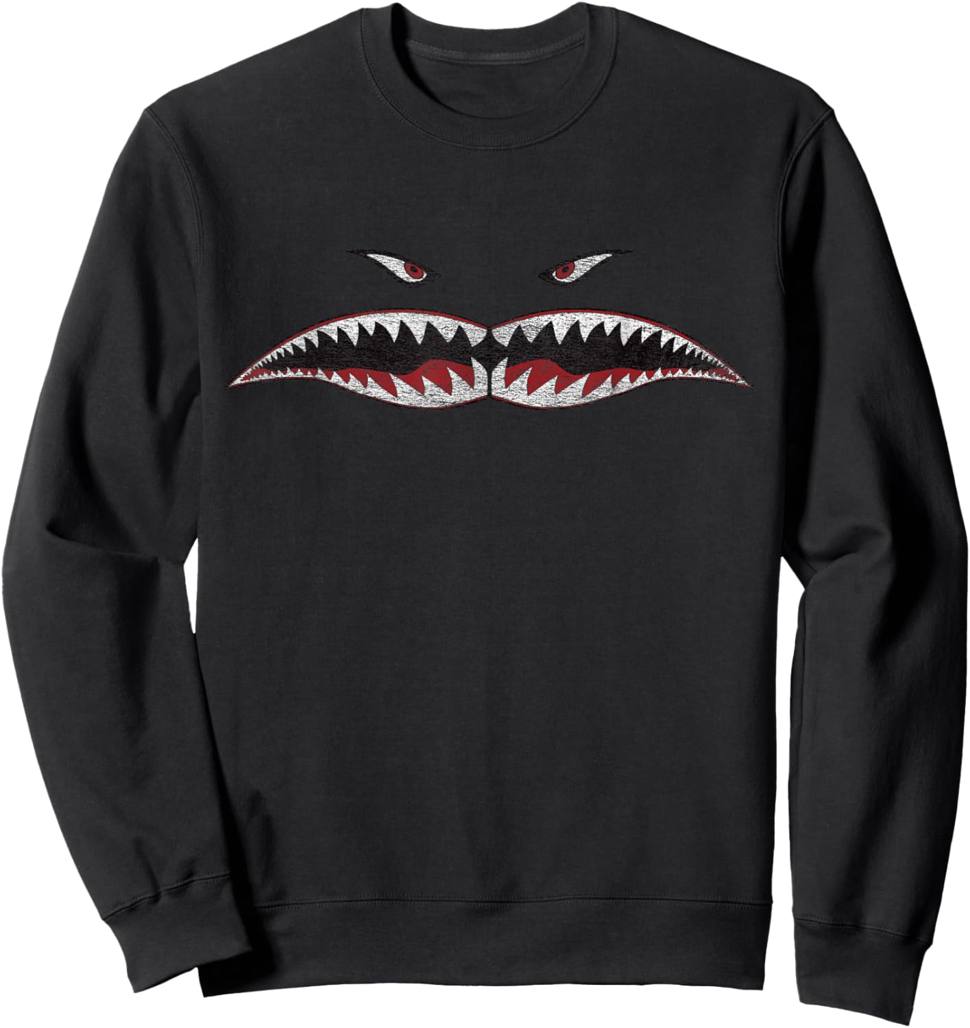 Shark Teeth Nose Art Warhawk P-40 A-10 Warthog War Plane Sweatshirt - Sweatshirt | Black