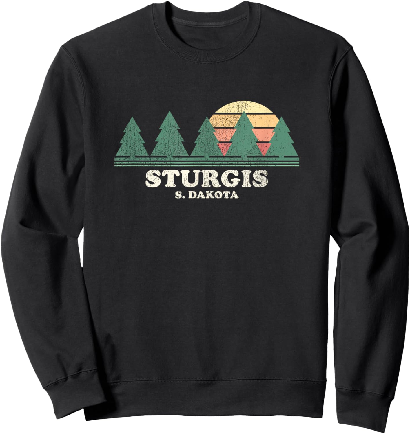 Sturgis SD Vintage Throwback Retro 70s Design Sweatshirt - Sweatshirt | Black