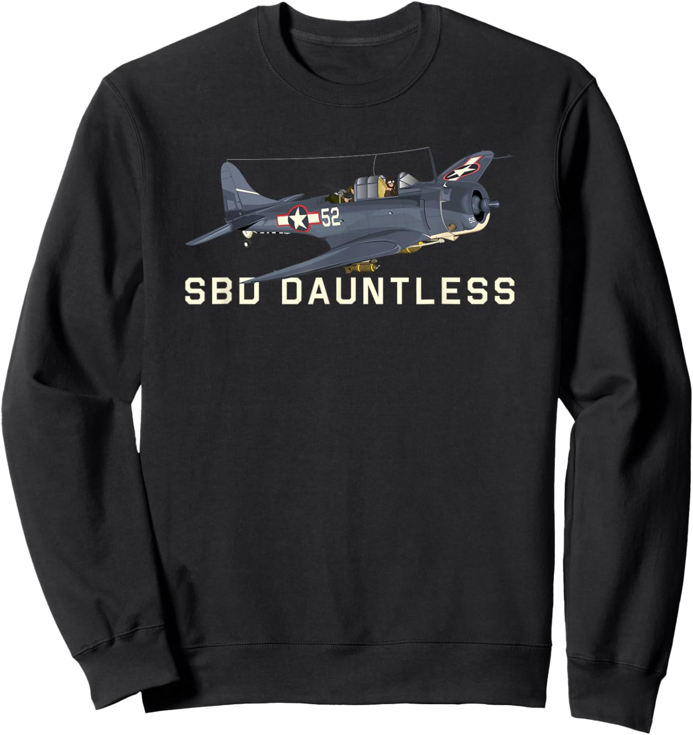 WW2 Aircraft Designs by MJ SBD Dauntless WW2 American Dive Bomber Plane Sweatshirt - Sweatshirt | Black