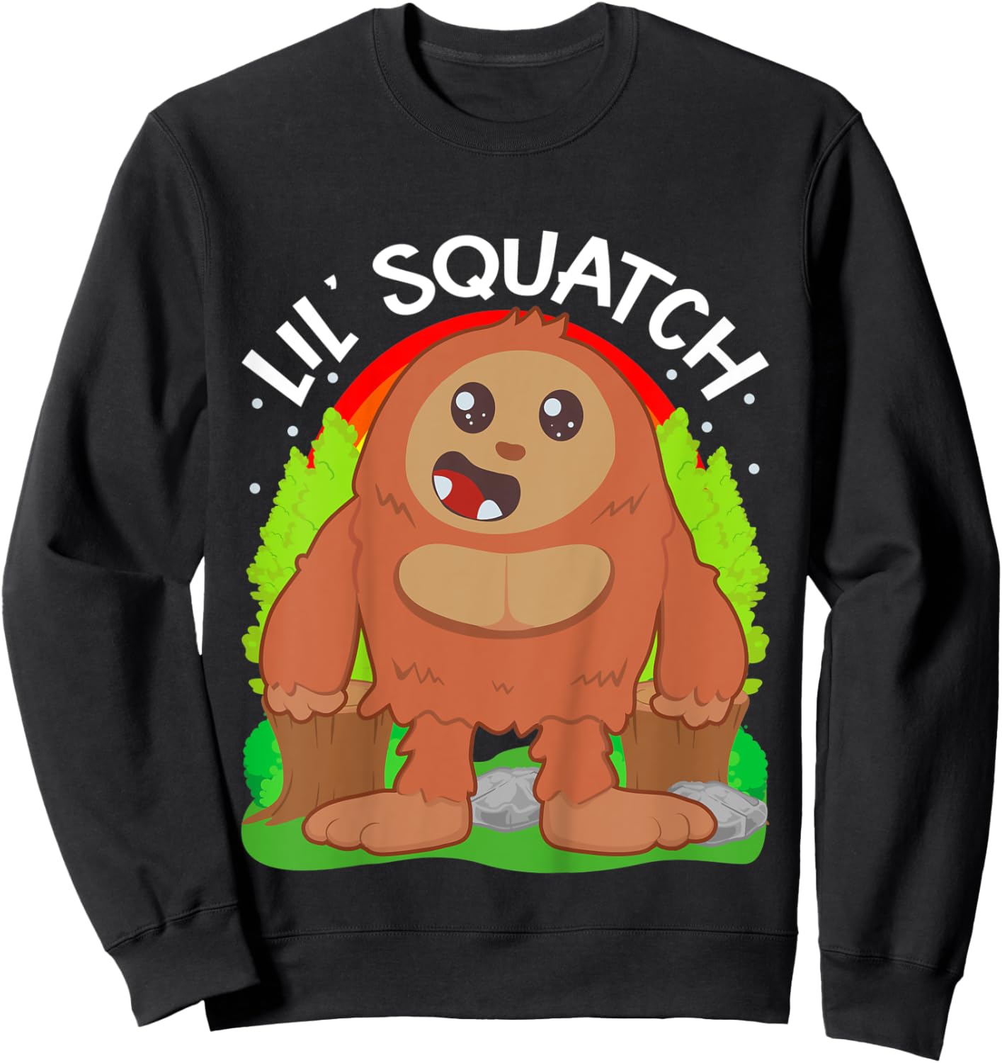 Kids Lil Squatch Cute Baby Bigfoot Boys Little Sasquatch Kids Boy Sweatshirt - Sweatshirt | Black