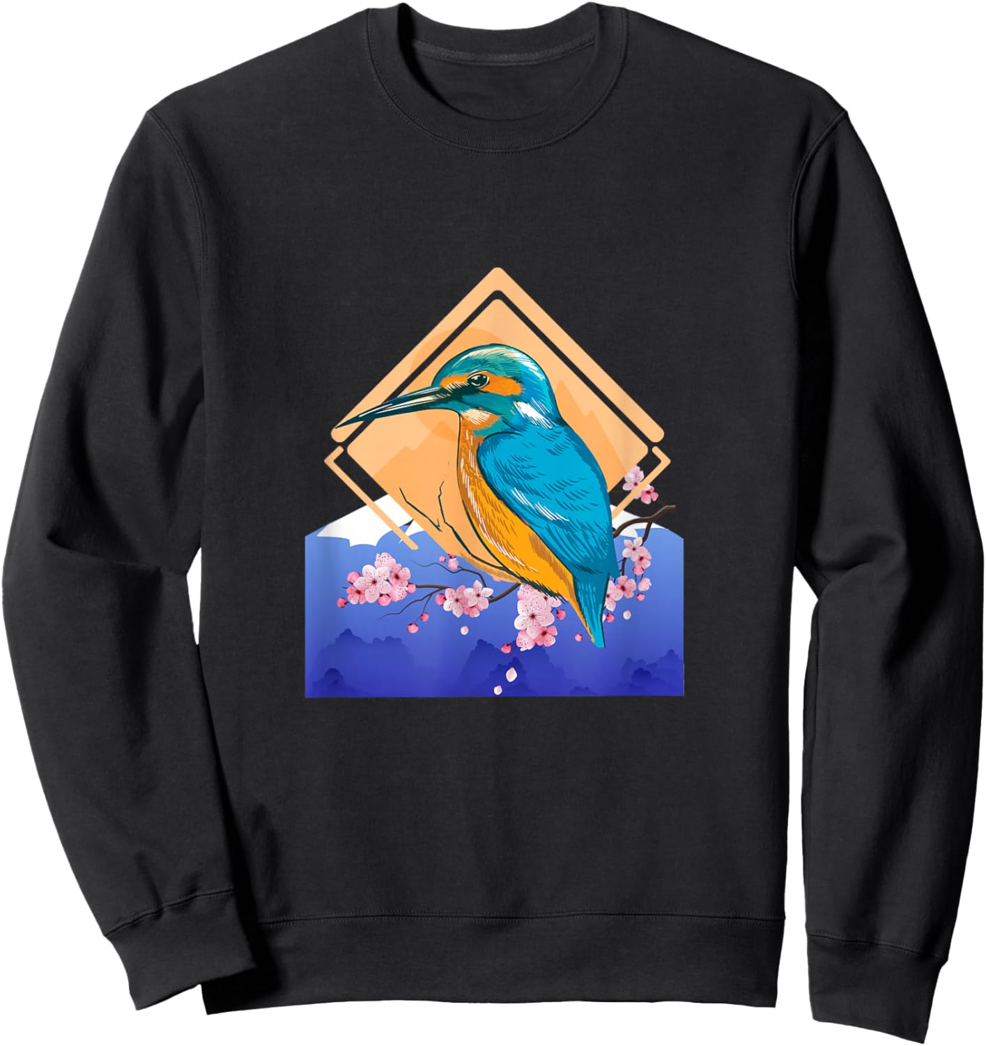 King Fisher Set Over Mountain in Spring Sweatshirt - Sweatshirt | Black