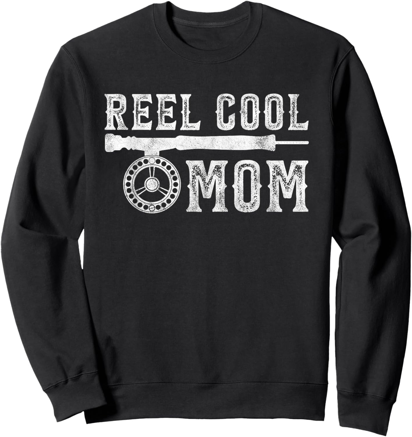 Reel Cool Fly Fishing Mom - Funny Mother Fisherman Joke Sweatshirt - Sweatshirt | Black