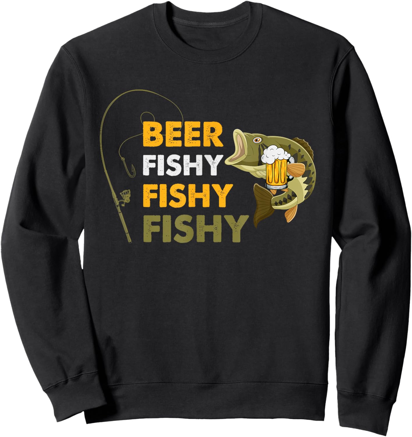 Beer Fishy Fishy Fishing Lover Fisherman Retro Vintage Sweatshirt - Sweatshirt | Black