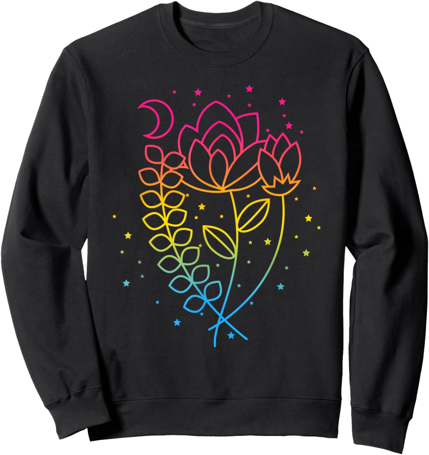 Pansexual Floral Pan Pride Flag Colors Subtle Boho Lotus Sweatshirt - Sweatshirt | Black
