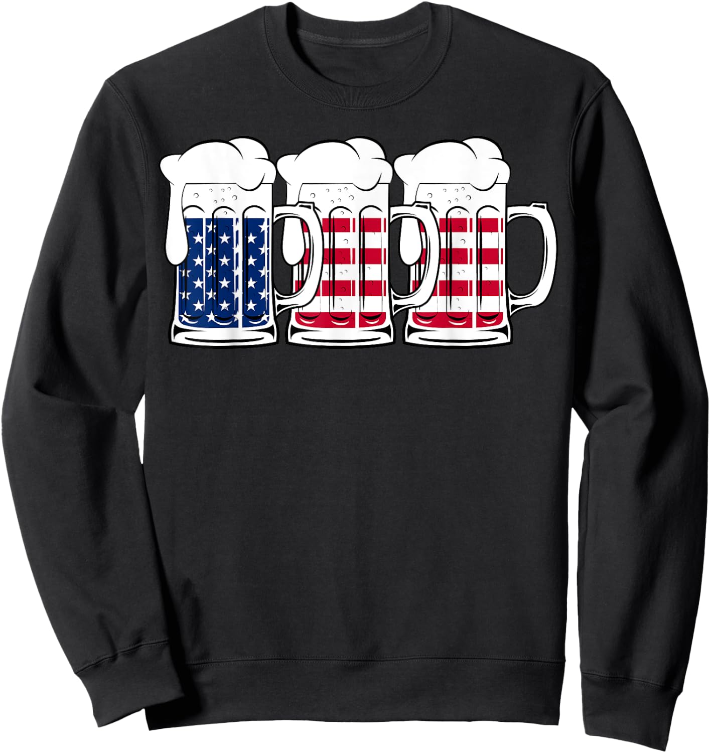 Beer USA Flag Merica Drinking American Men Women 4th of July Sweatshirt - Sweatshirt | Black
