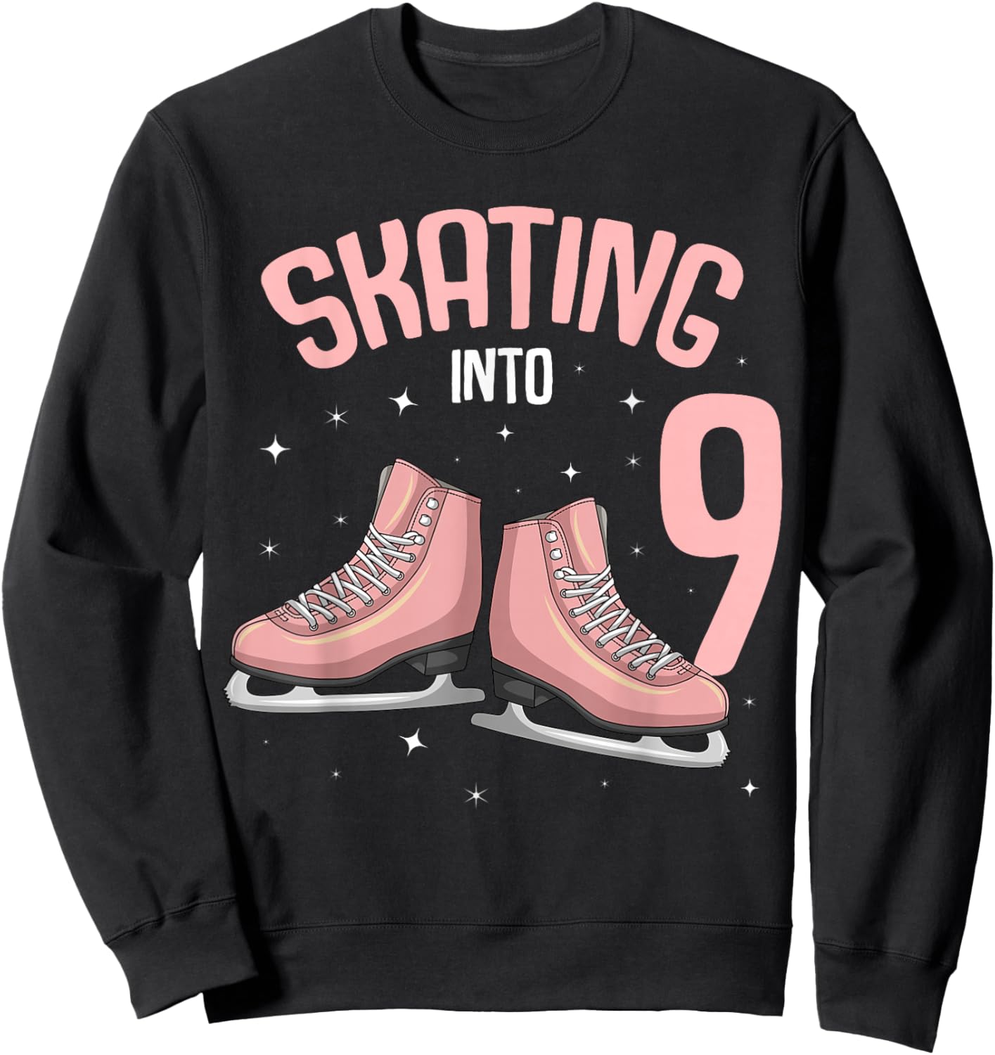 Ice Skating 9th Birthday Girl 9 Years Sweatshirt - Sweatshirt | Black