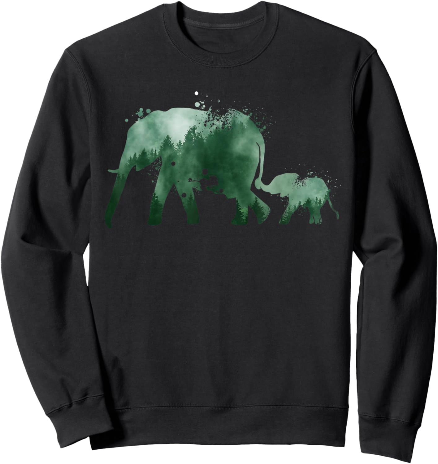 Vintage Elephant Silhouette | Men Women | Baby Elephant Sweatshirt - Sweatshirt | Black