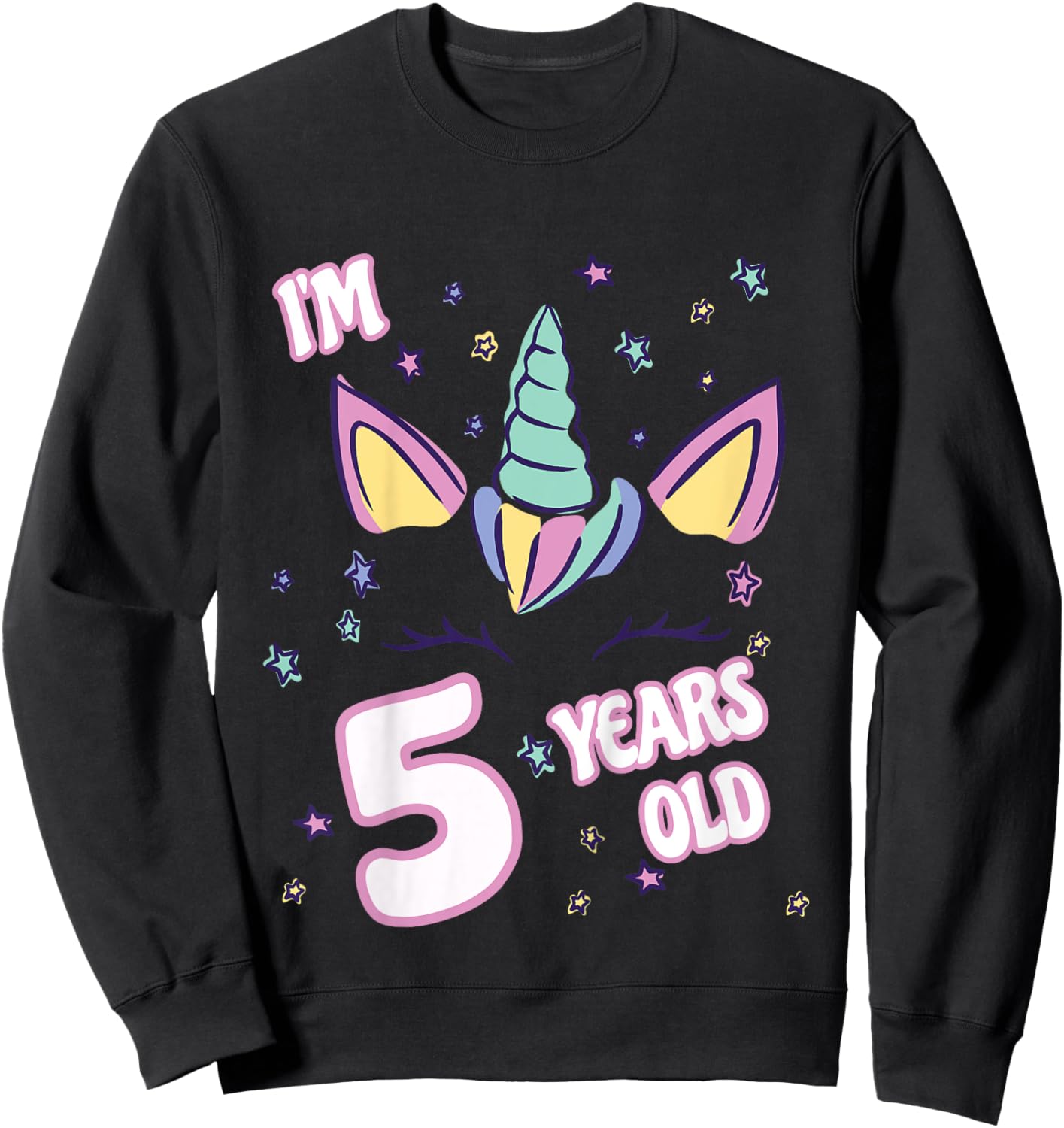 Unicorn 5th birthday i'm 5 years old girl unicorn design Sweatshirt - Sweatshirt | Black
