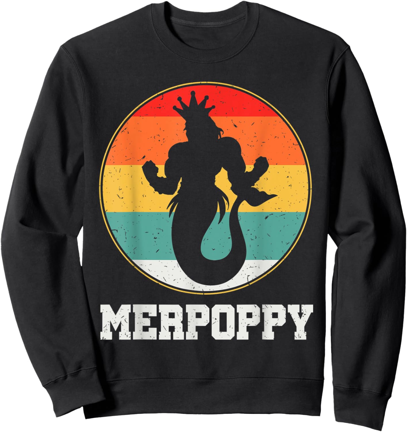 Merpoppy Security Merman Mermaid Grandpa Fish Grandfather Sweatshirt - Sweatshirt | Black