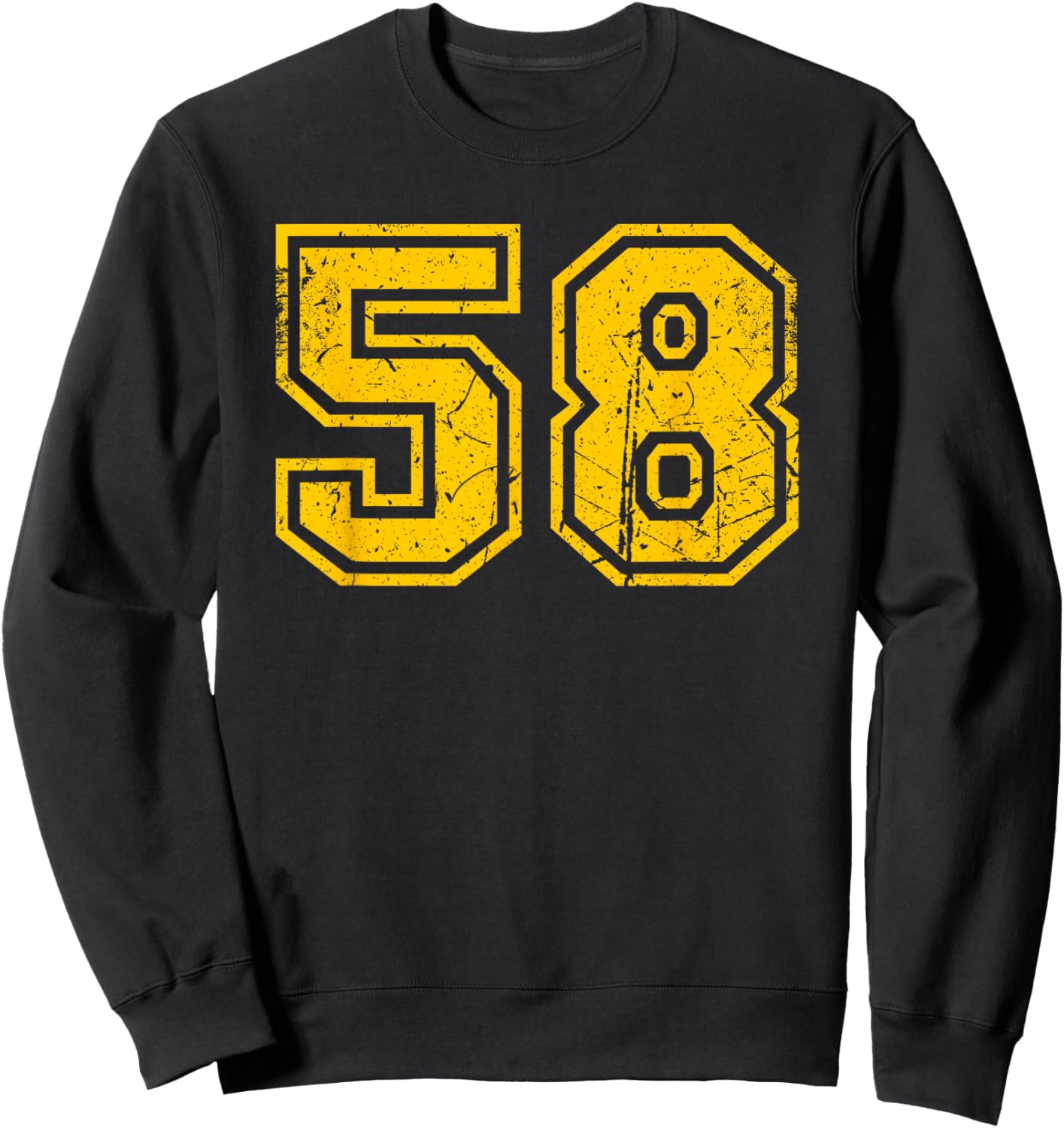 Number #58 Sport Yellow Vintage Number Sweatshirt - Sweatshirt | Black