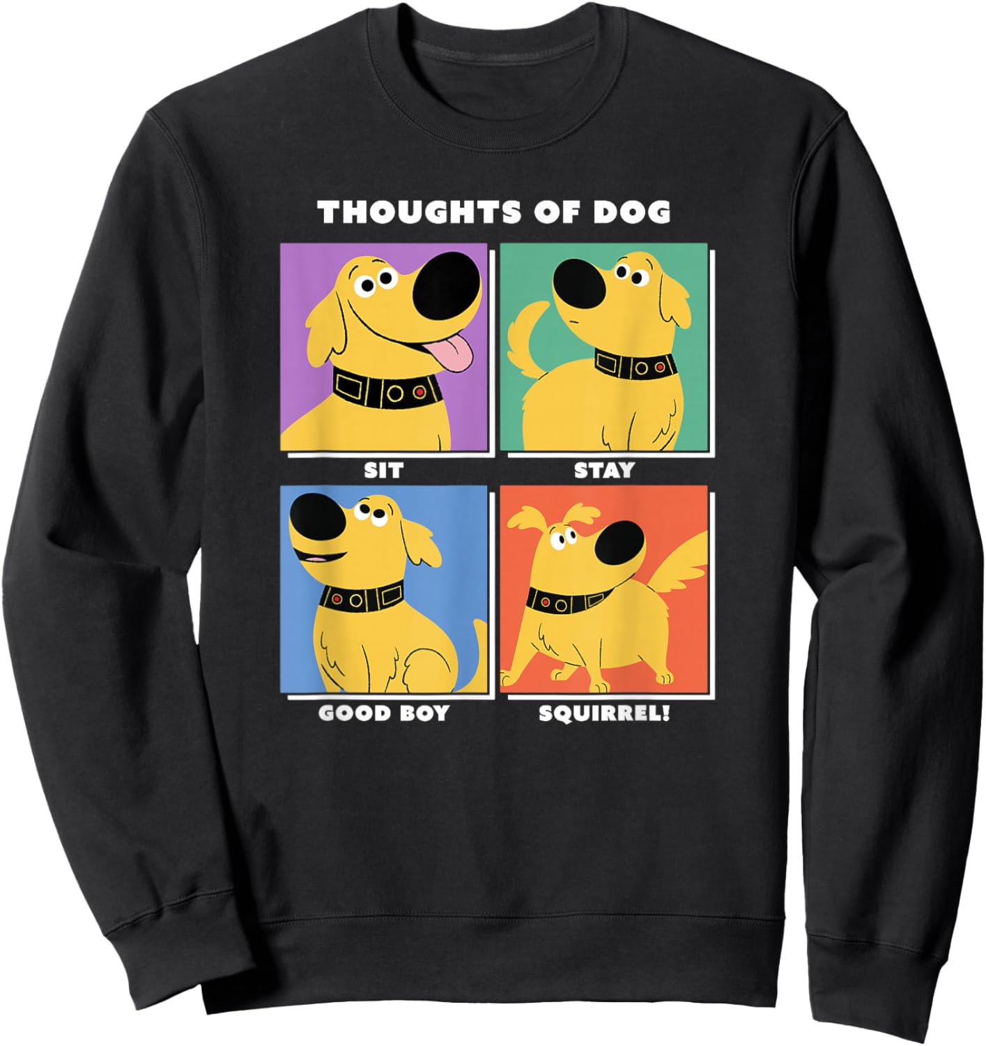 Disney Pixar Up Dug Thoughts of Dog Expressions Box Up Small Sweatshirt - Sweatshirt | Black