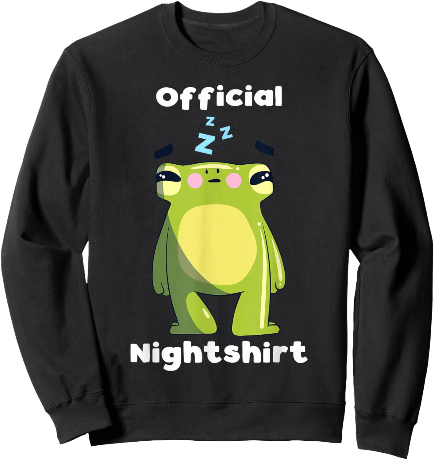 Cute Frog Sleepshirt Nightwear Nightshirt Sleep Pajama Sweatshirt - Sweatshirt | Black