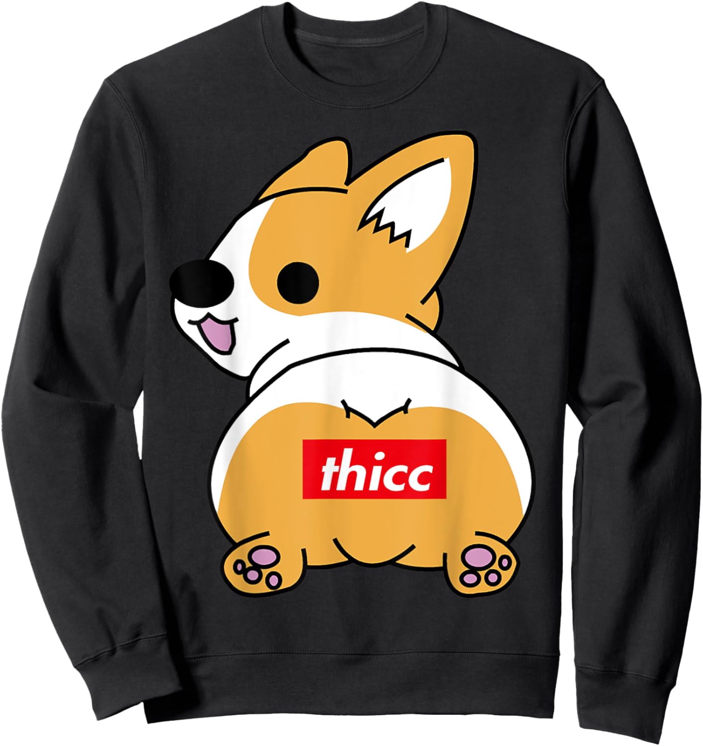 Thicc Corgi Butt Funny Dog Lover, Corgi Lover Present Men Women Sweatshirt - Sweatshirt | Black