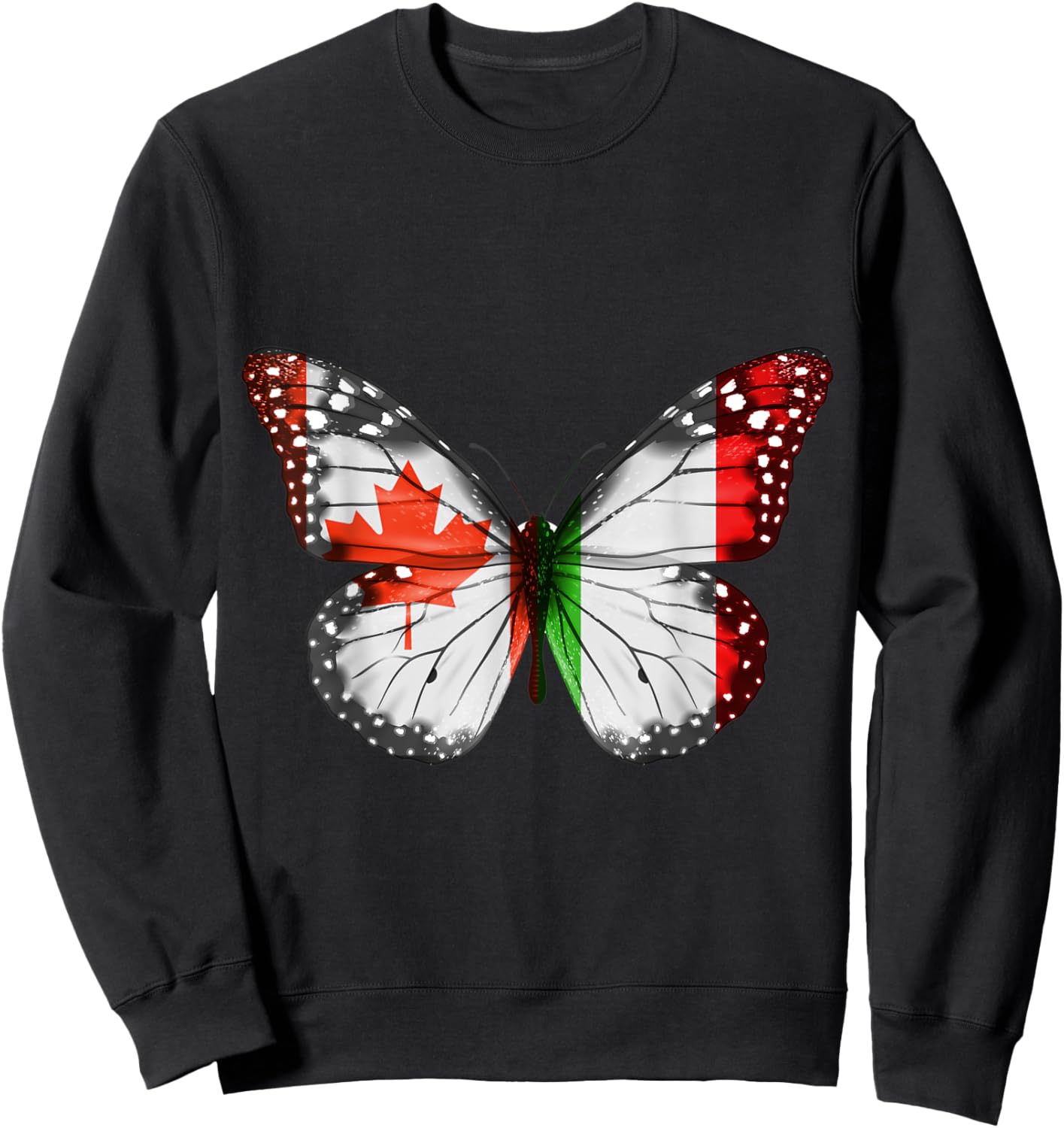 Canadian Italian Flag Butterfly Sweatshirt - Sweatshirt | Black