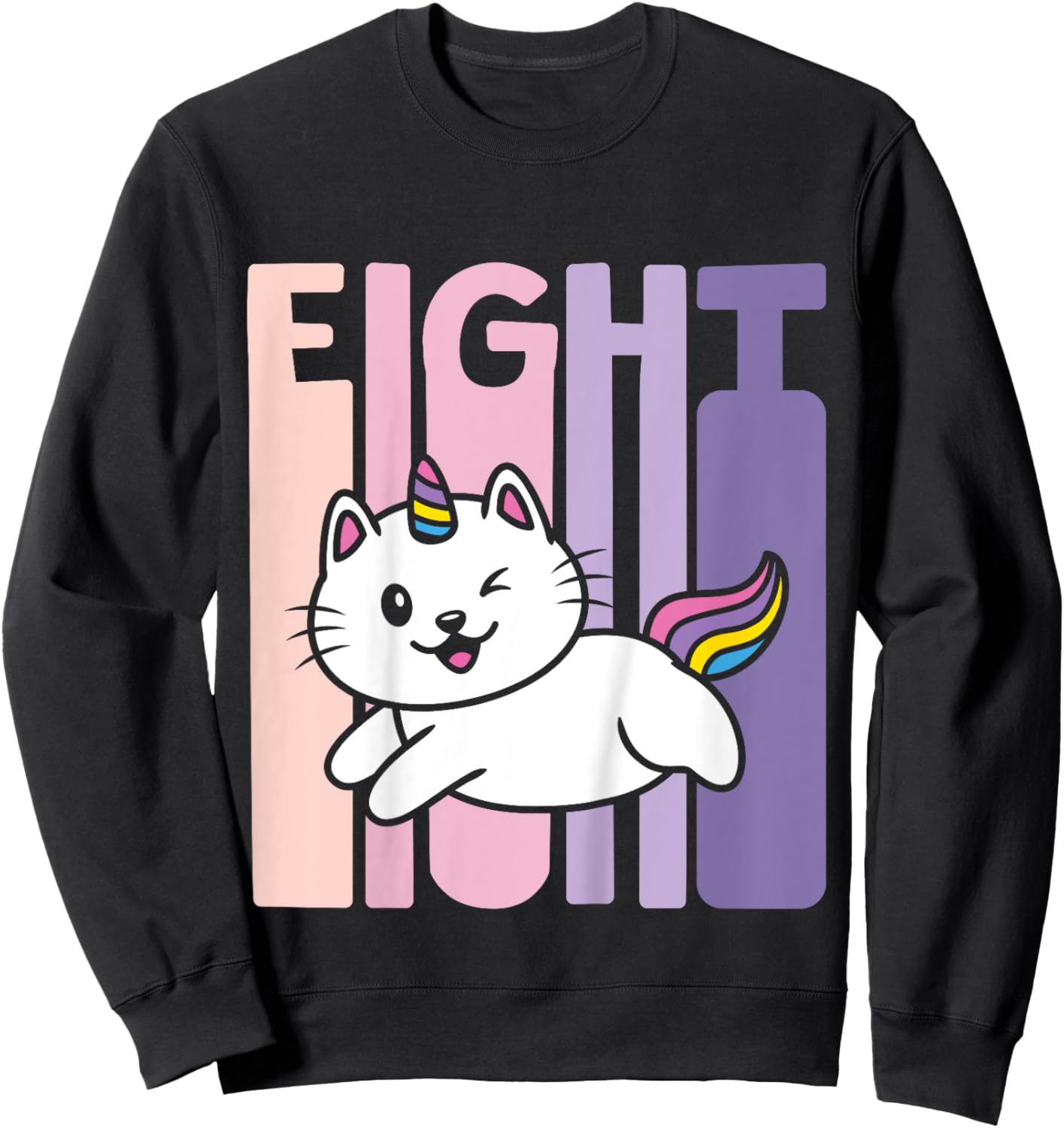 8 Year Old Cute Caticorn Cat Unicorn Birthday Girl B-day Sweatshirt - Sweatshirt | Black