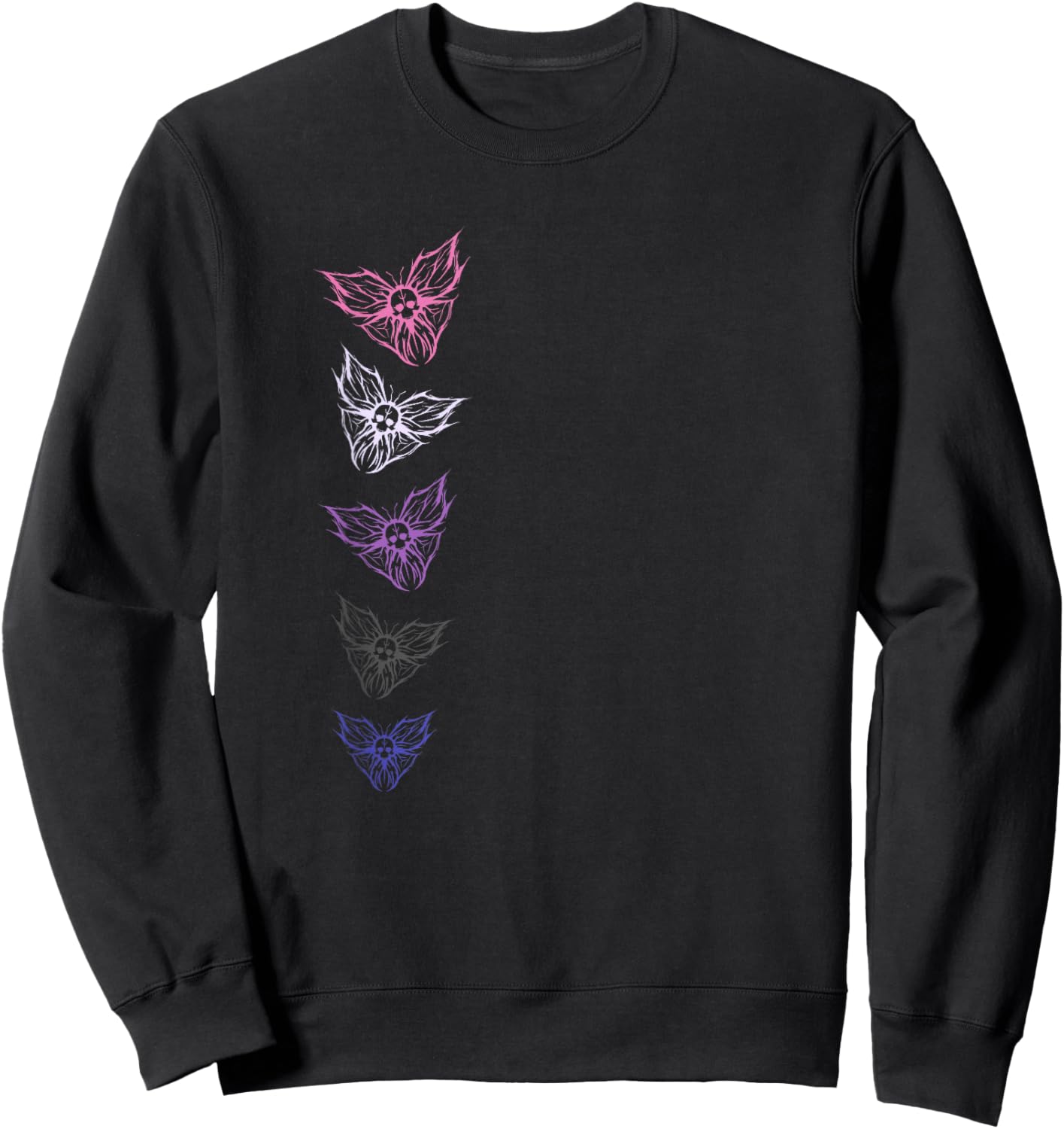 Subtle Genderfluid Pride Goth Butterfly, Non Binary Flag Sweatshirt - Sweatshirt | Black