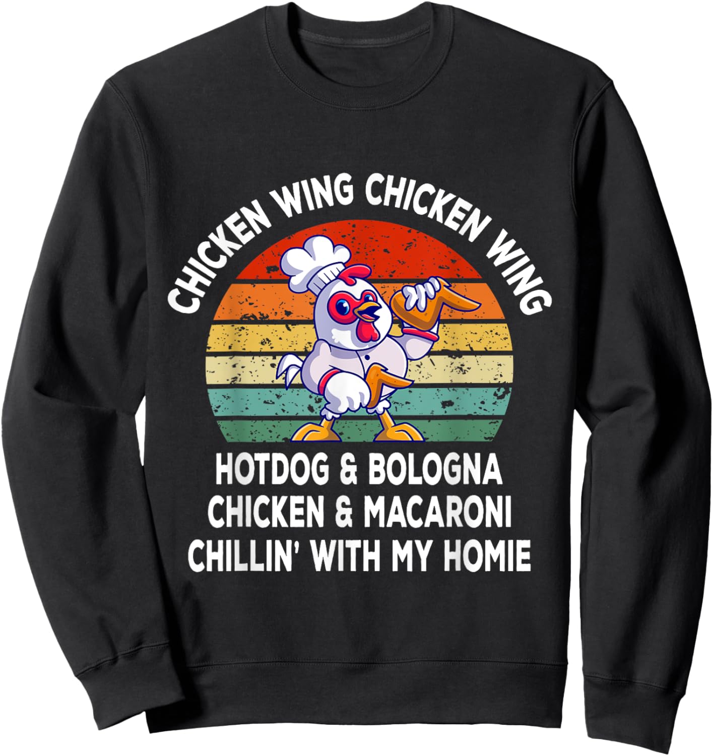 Chicken Wing Chicken Wing Hotdog and Bologna Funny Sweatshirt - Sweatshirt | Black