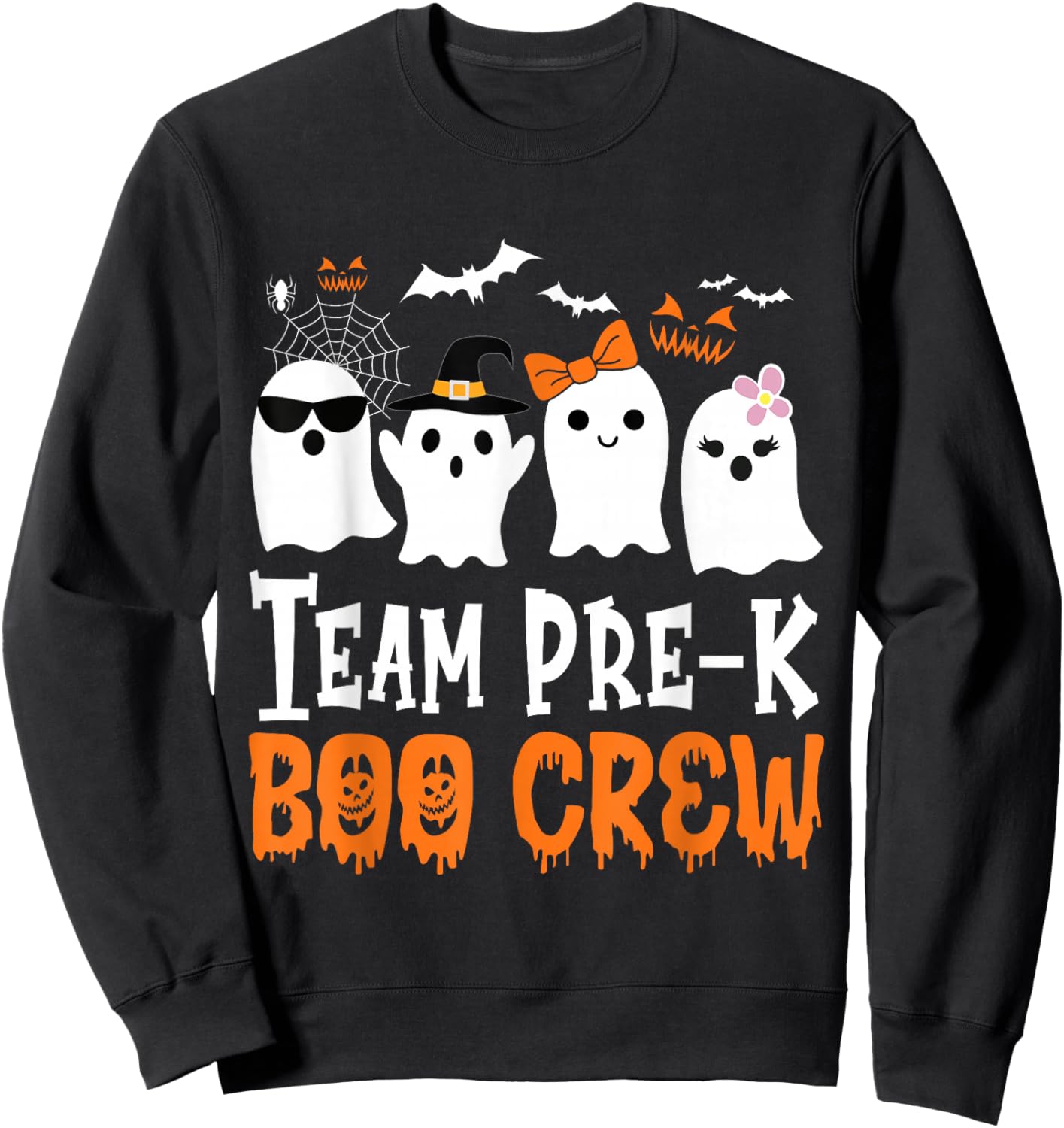 Team Preschool Boo Crew Halloween Ghost Sweatshirt - Sweatshirt | Black