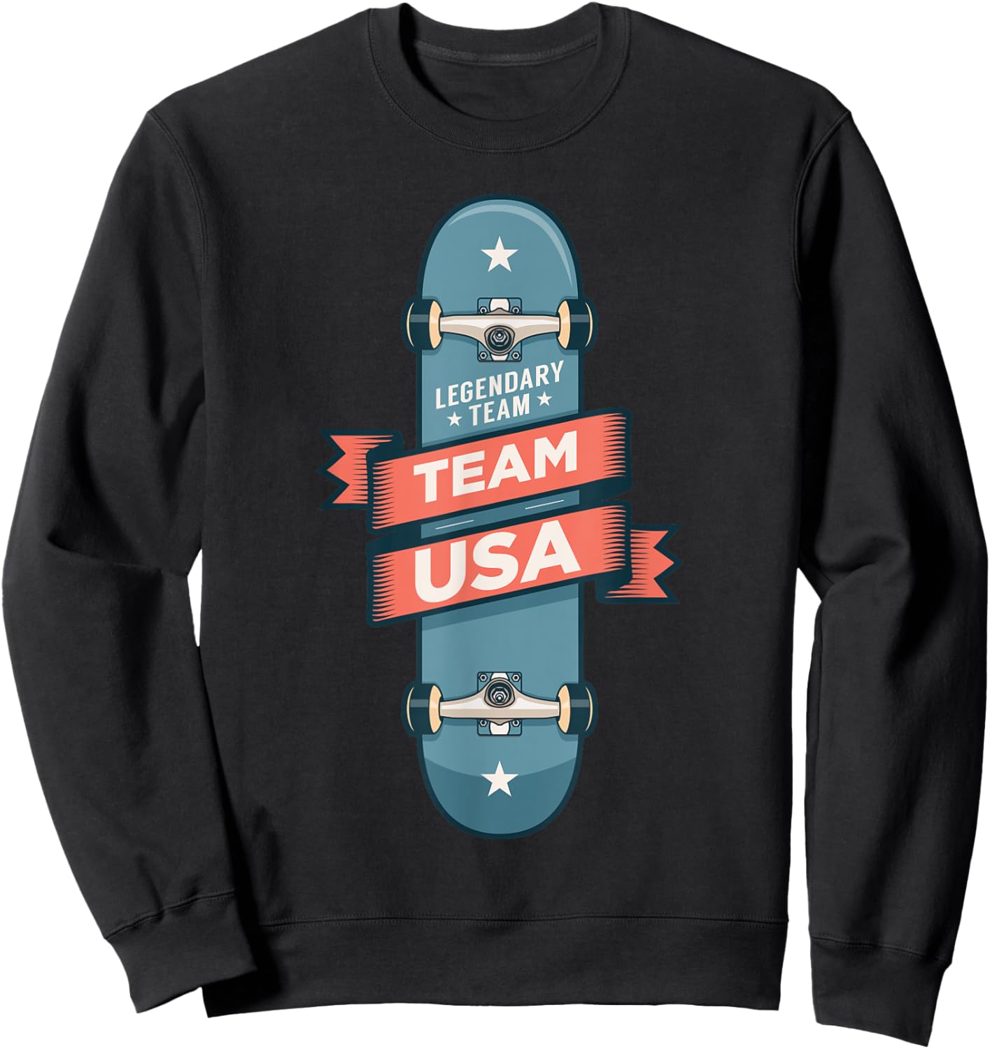 Skateboarding USA Support the Team Shirt USA Flag Skateboard Sweatshirt - Sweatshirt | Black