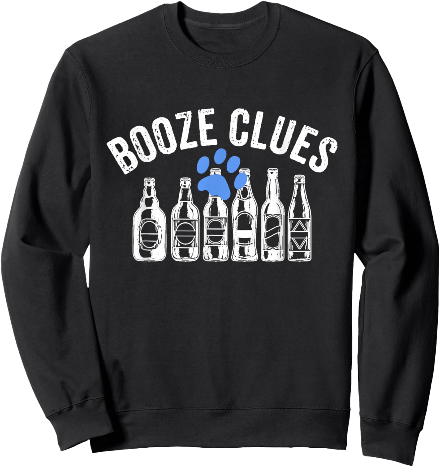 Booze Clues Funny Drinking Vintage Adult Humor Sweatshirt - Sweatshirt | Black